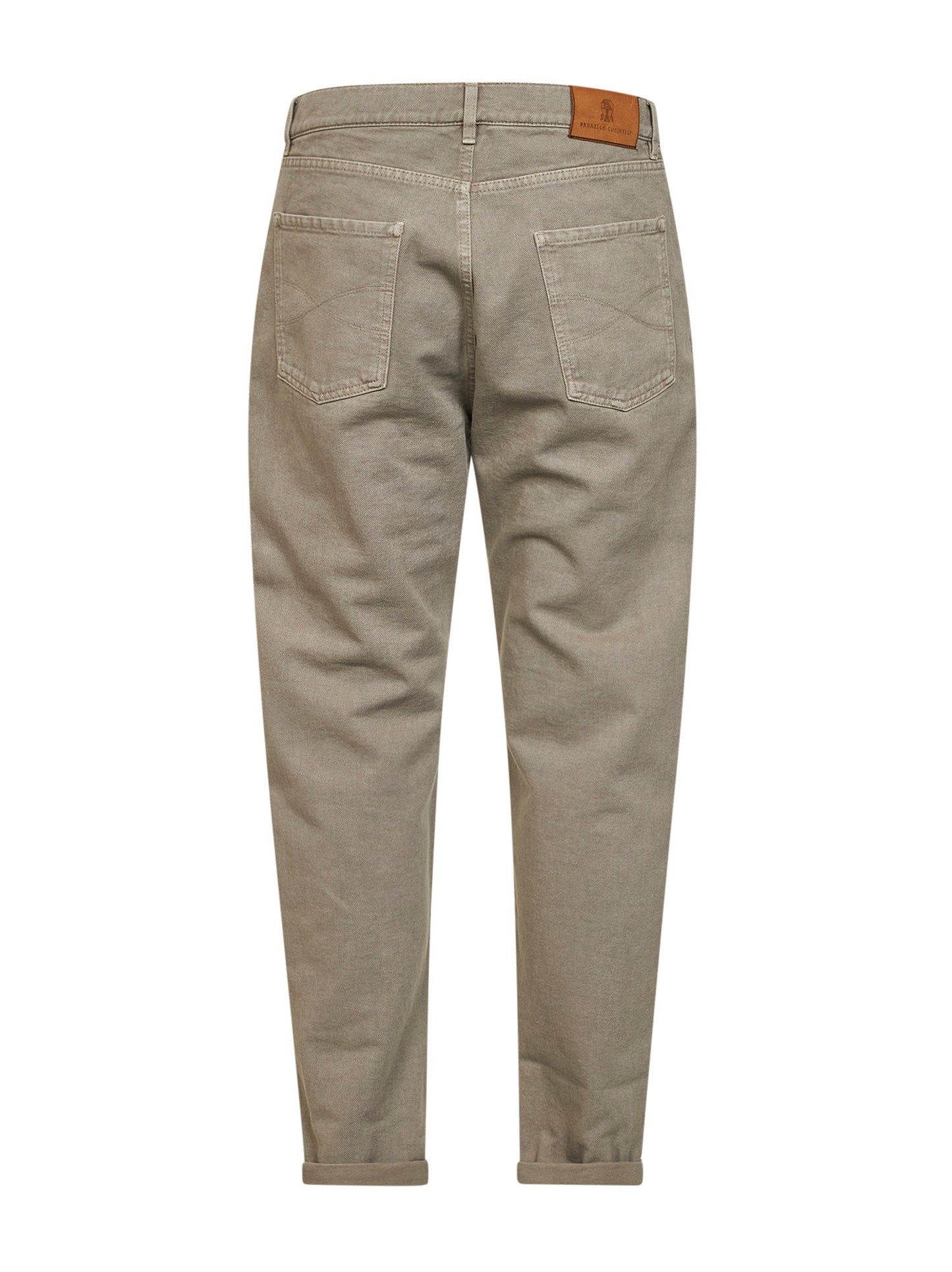 Brunello Cucinelli Men Khaki Garment-Dyed Denim Iconic Fit Jeans BRUNELLO CUCINELLI