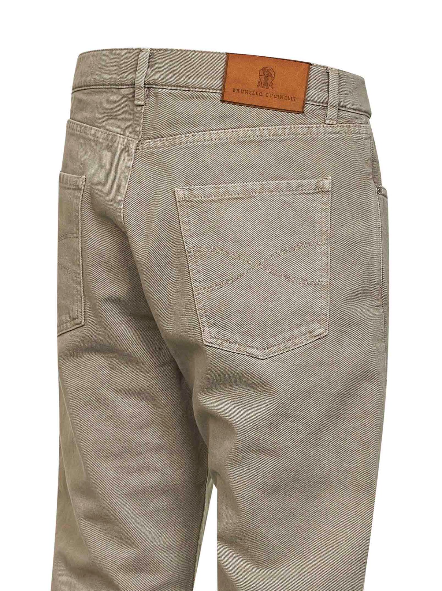 Brunello Cucinelli Men Khaki Garment-Dyed Denim Iconic Fit Jeans BRUNELLO CUCINELLI