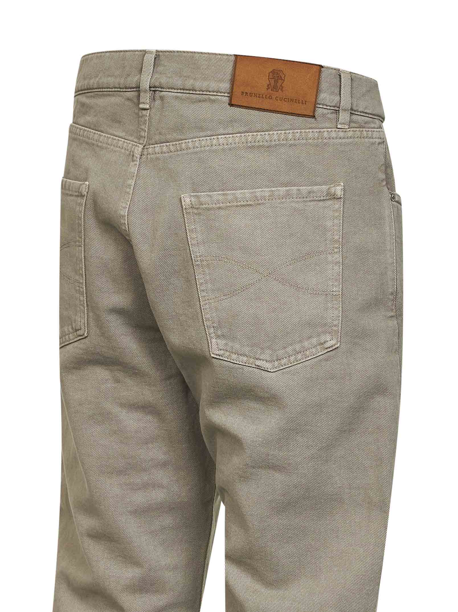 Brunello Cucinelli Men Khaki Garment-Dyed Denim Iconic Fit Jeans BRUNELLO CUCINELLI