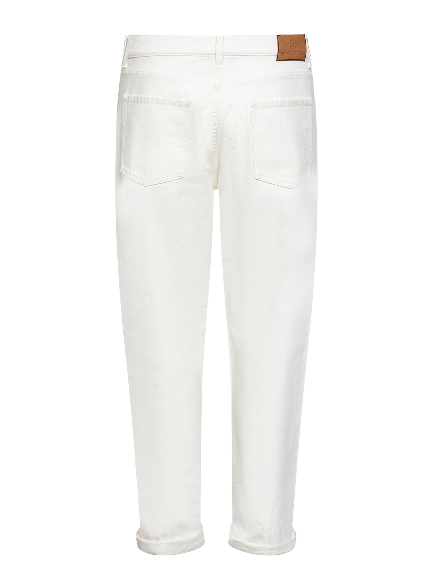 Brunello Cucinelli Men White Garment-Dyed Denim Iconic Fit Jeans BRUNELLO CUCINELLI