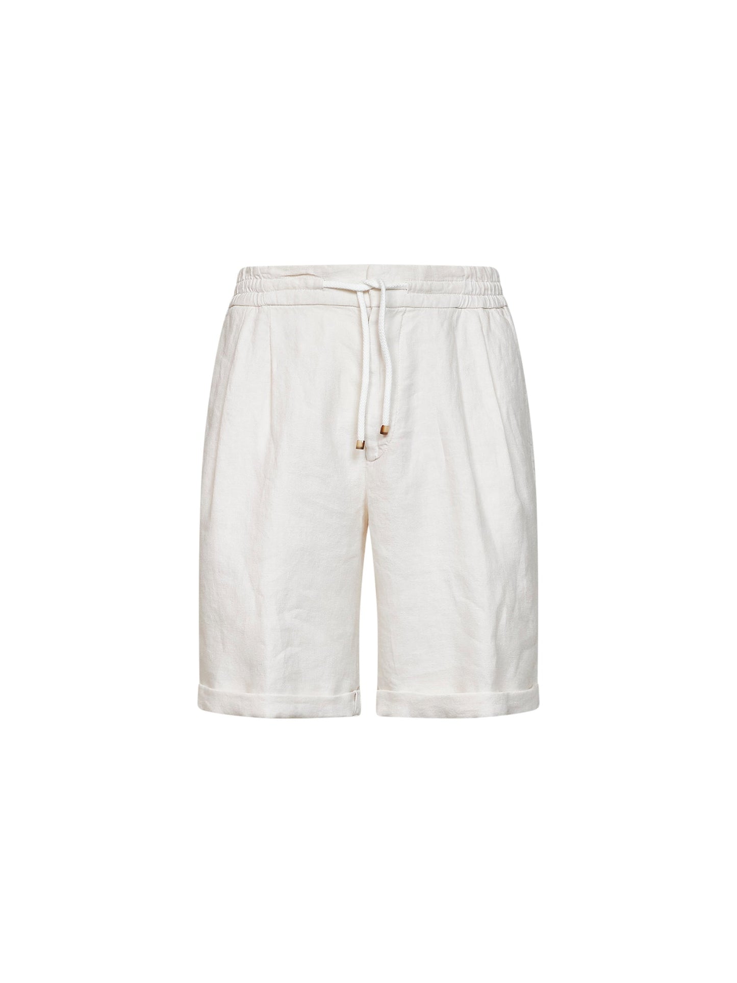 Brunello Cucinelli Men Ivory Linen Gabardine Bermuda Shorts<Br/> BRUNELLO CUCINELLI