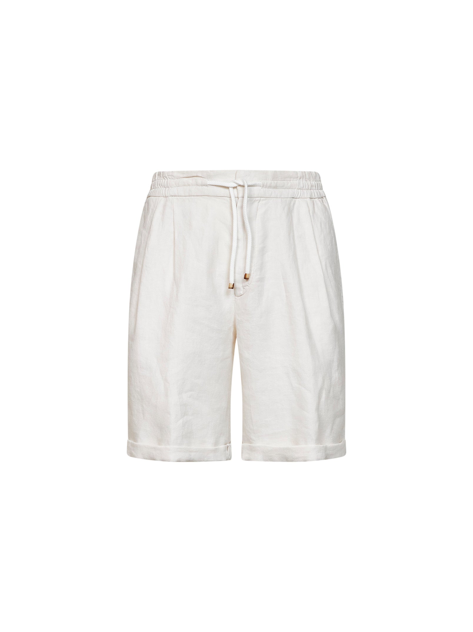 Brunello Cucinelli Men Ivory Linen Gabardine Bermuda Shorts<Br/> BRUNELLO CUCINELLI