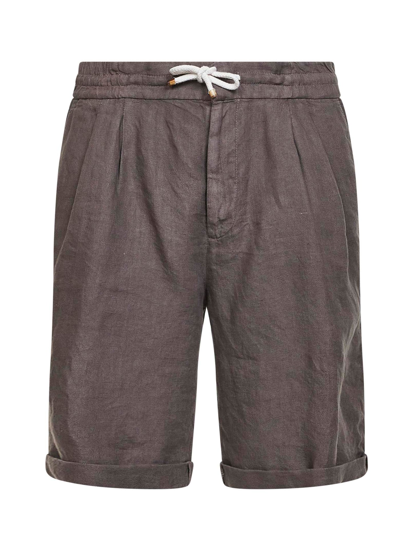 Brunello Cucinelli Men Hazelnut Linen Gabardine Bermuda Shorts BRUNELLO CUCINELLI