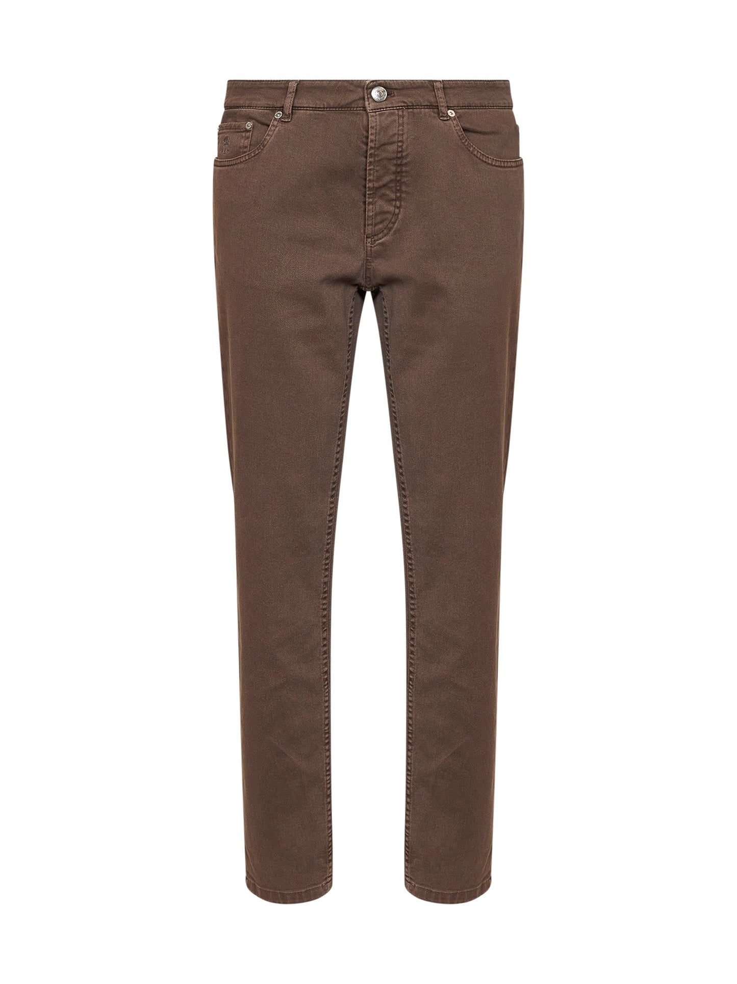 Brunello Cucinelli Men Hazelnut Lightweight Garment-Dyed Comfort Denim Traditional Fit Jeans BRUNELLO CUCINELLI