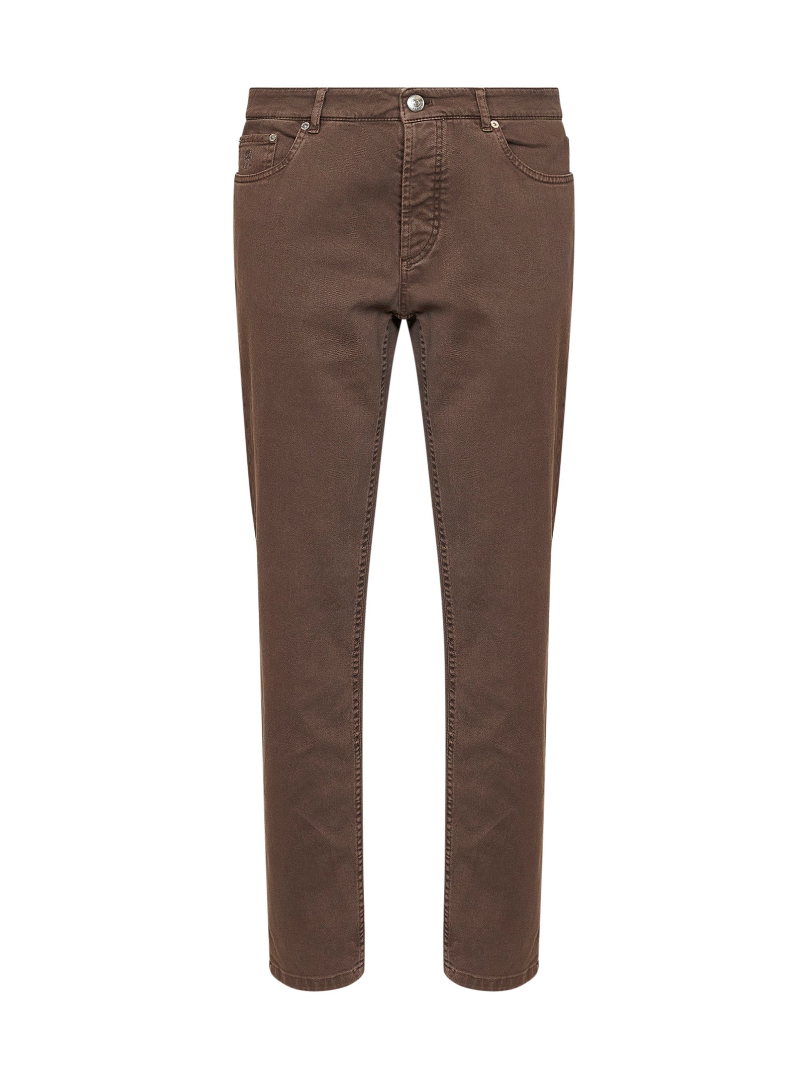 Brunello Cucinelli Men Hazelnut Lightweight Garment-Dyed Comfort Denim Traditional Fit Jeans BRUNELLO CUCINELLI