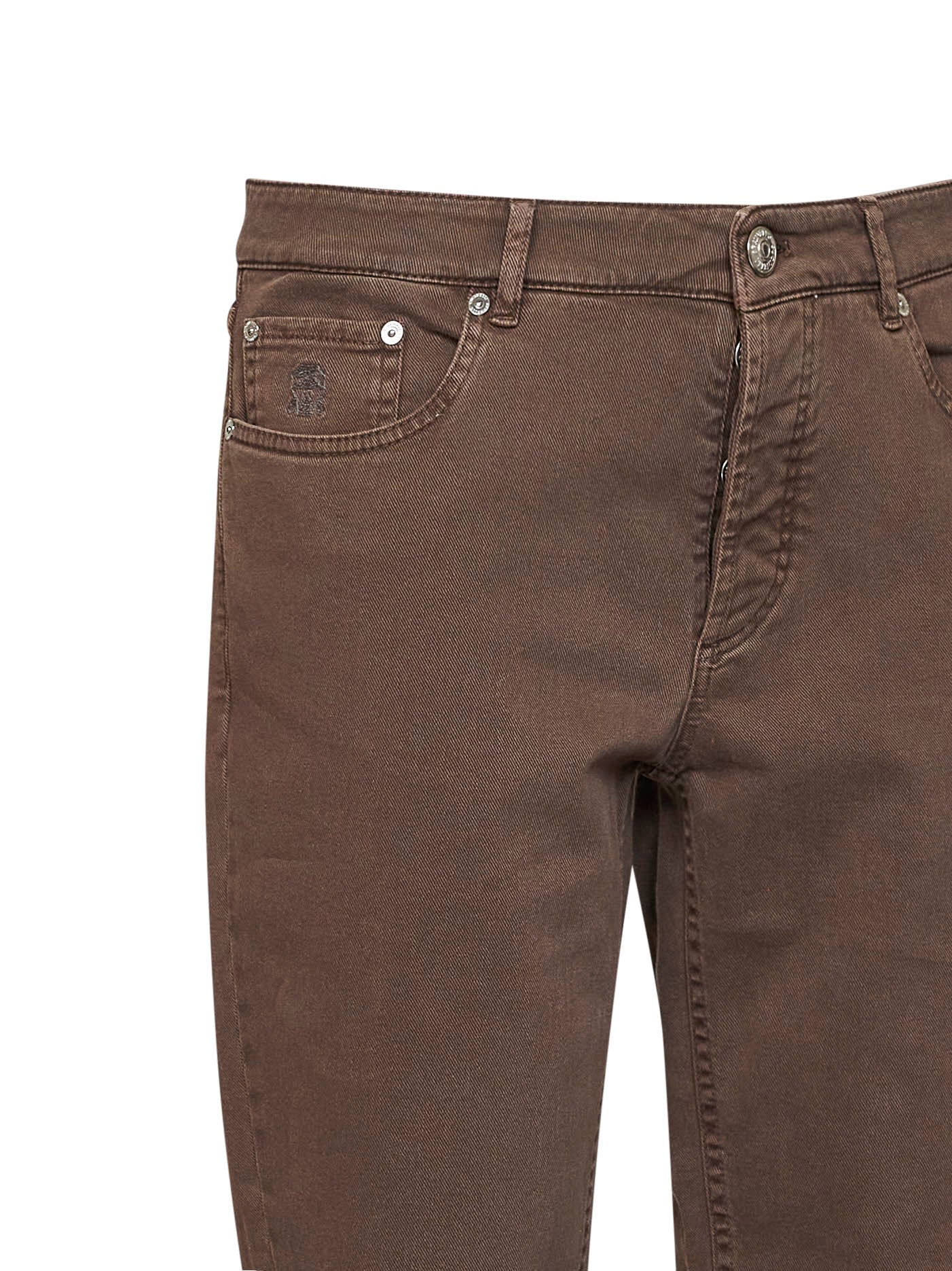 Brunello Cucinelli Men Hazelnut Lightweight Garment-Dyed Comfort Denim Traditional Fit Jeans BRUNELLO CUCINELLI