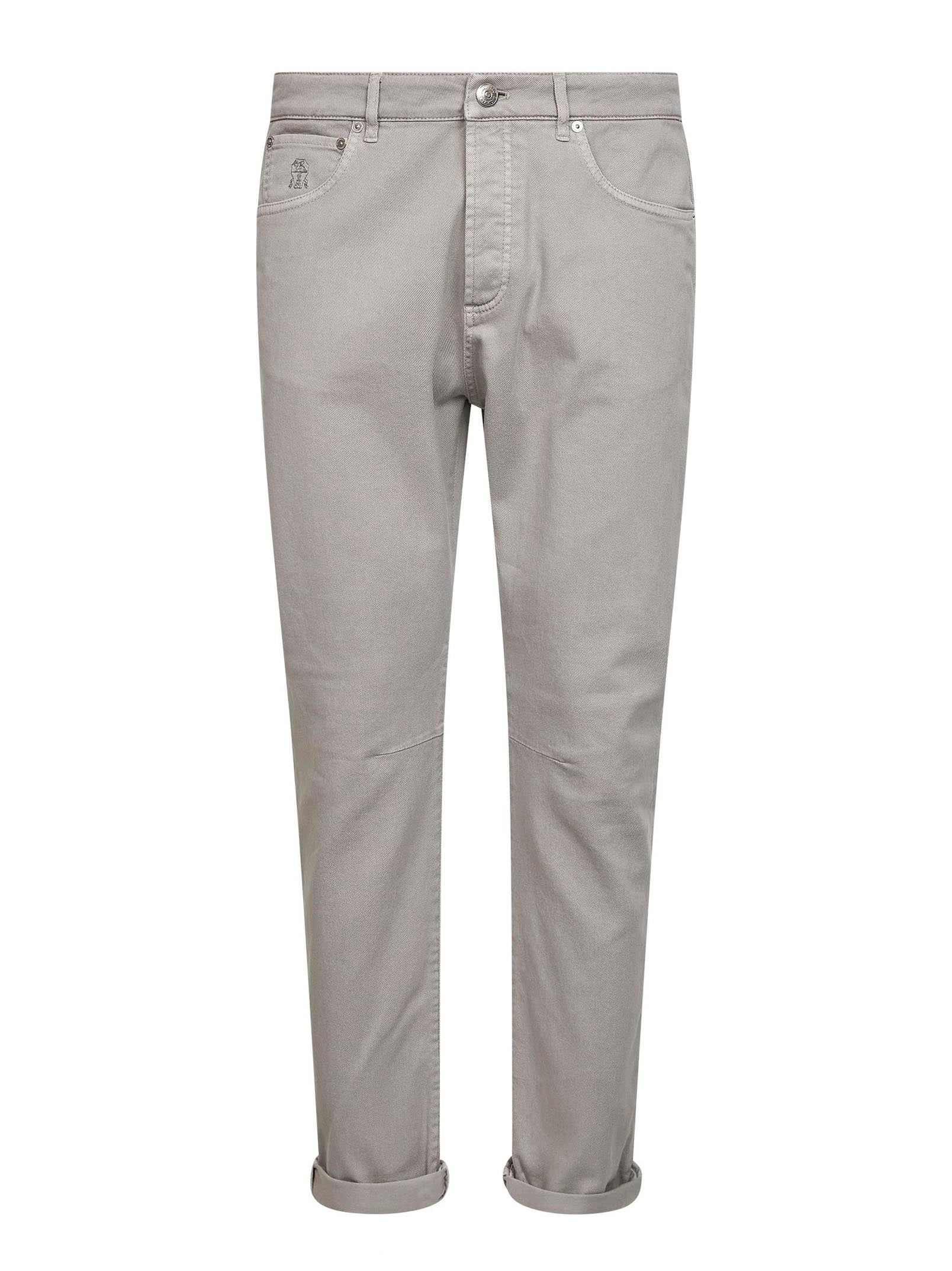 Brunello Cucinelli Men Light Grey Comfort Denim Leisure Fit Jeans BRUNELLO CUCINELLI