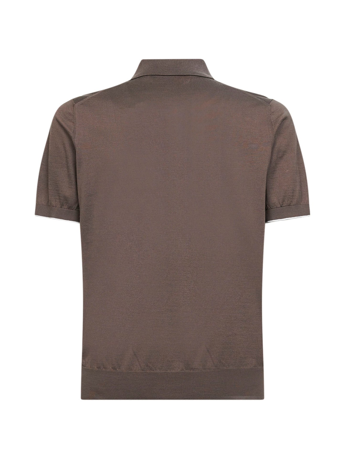 Brunello Cucinelli Men Hazelnut Lightweight Cotton Knit Polo Shirt BRUNELLO CUCINELLI