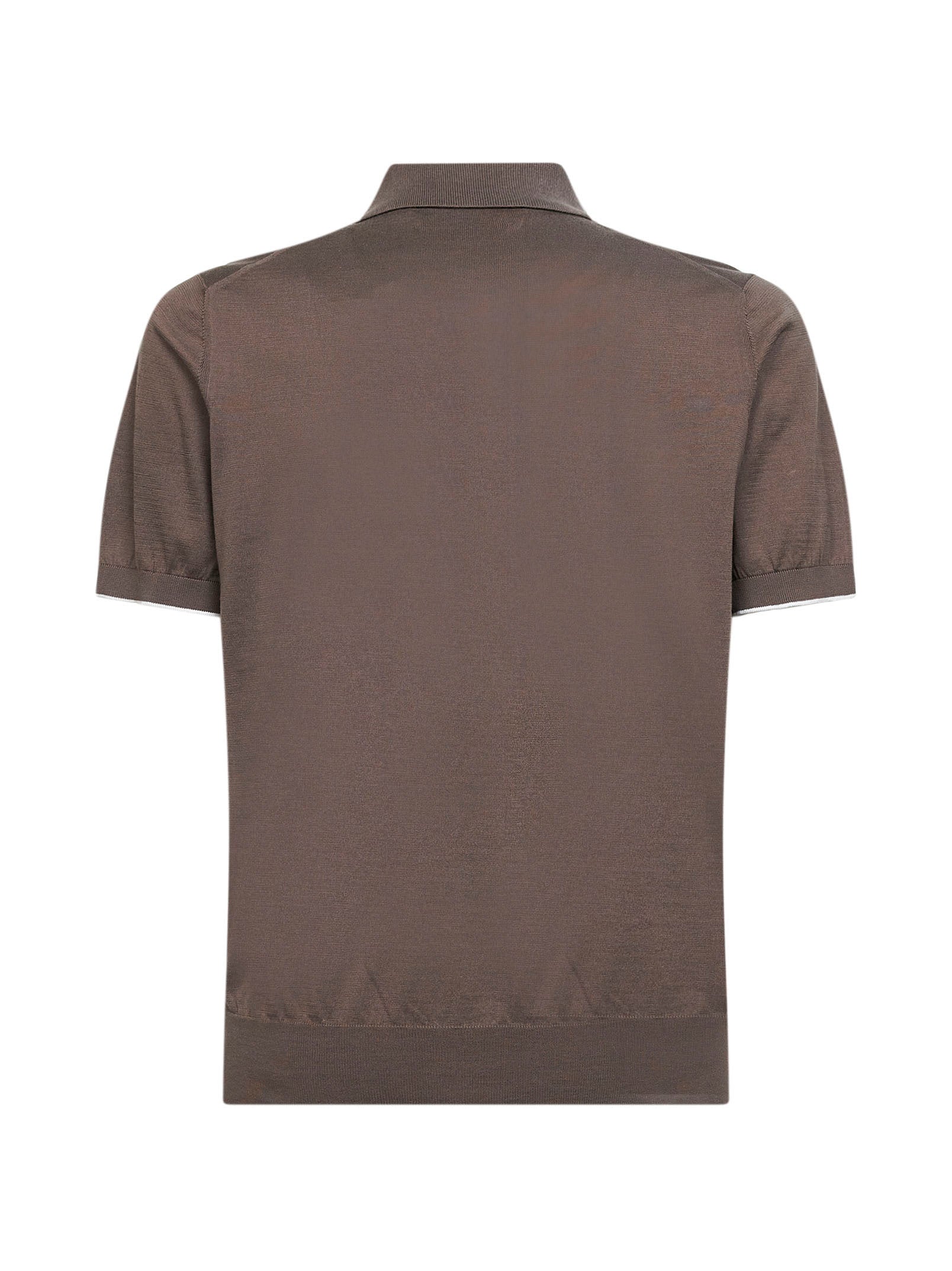Brunello Cucinelli Men Hazelnut Lightweight Cotton Knit Polo Shirt BRUNELLO CUCINELLI