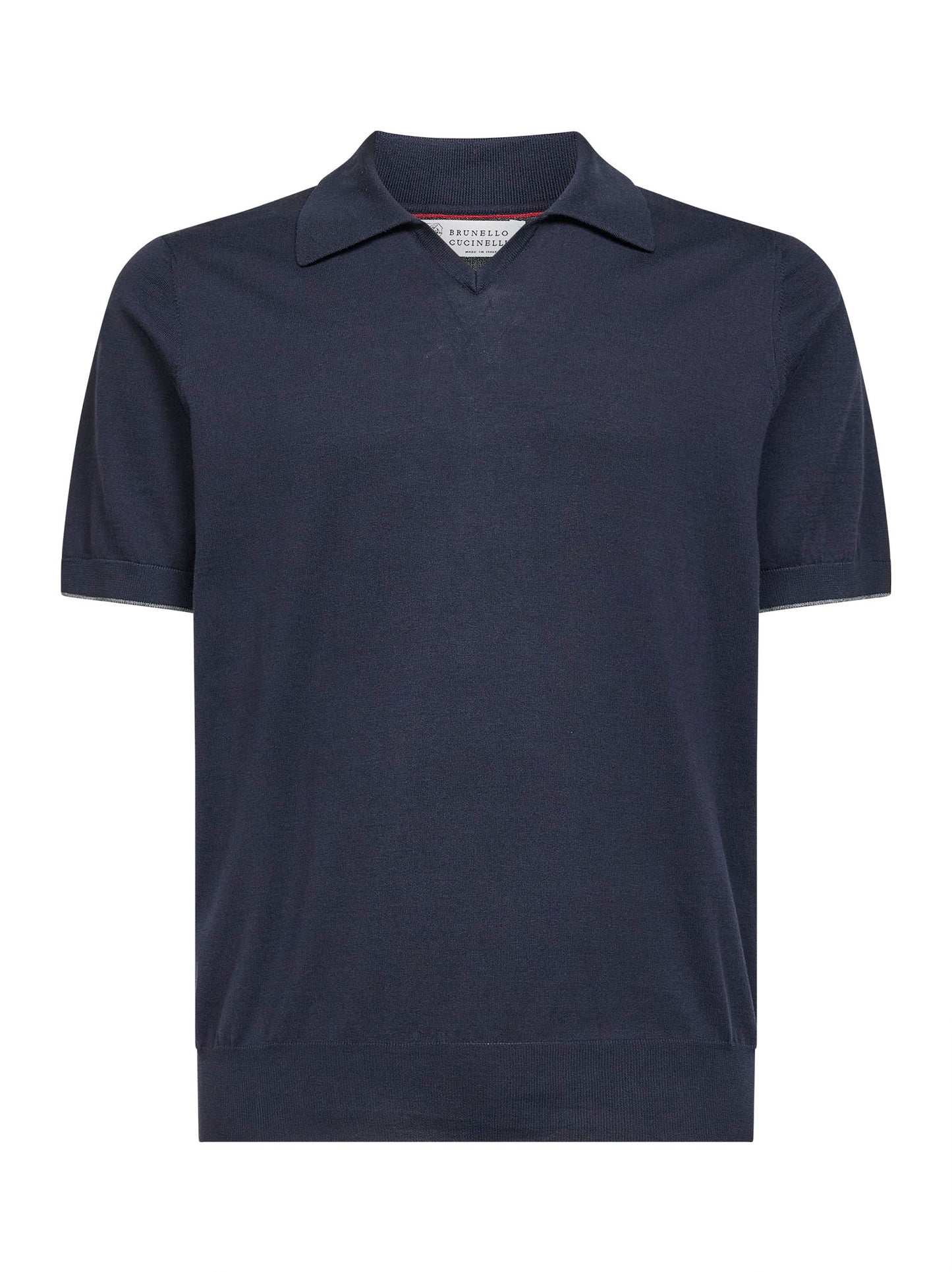 Brunello Cucinelli Men Midnight Blue Cotton Knit Polo Shirt BRUNELLO CUCINELLI