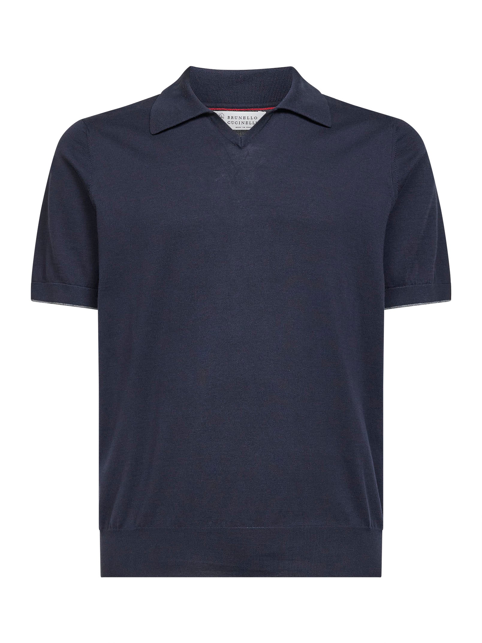 Brunello Cucinelli Men Midnight Blue Cotton Knit Polo Shirt BRUNELLO CUCINELLI