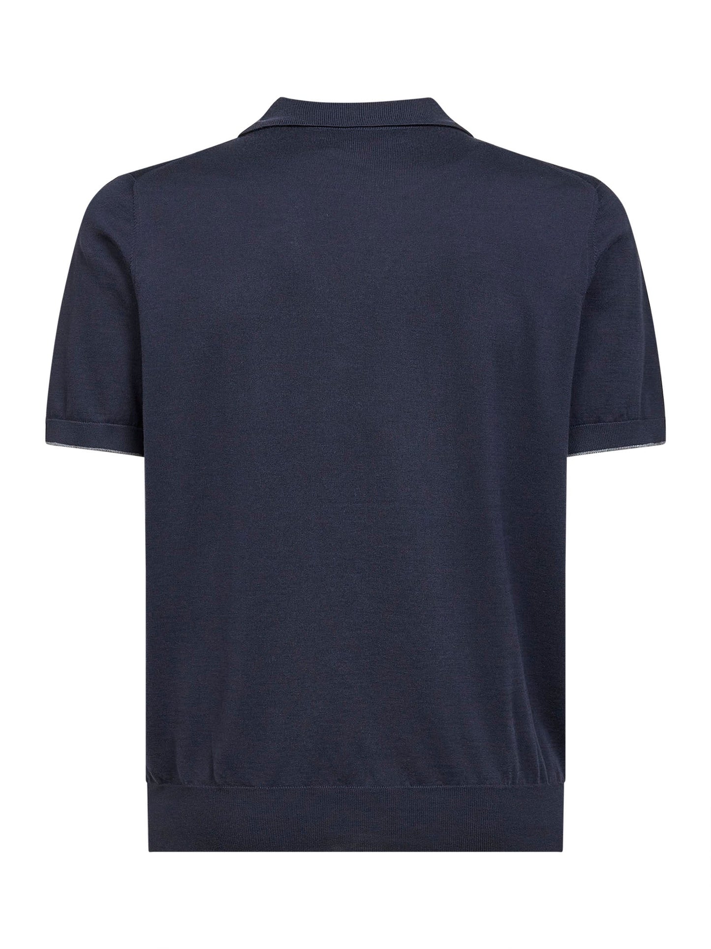 Brunello Cucinelli Men Midnight Blue Cotton Knit Polo Shirt BRUNELLO CUCINELLI