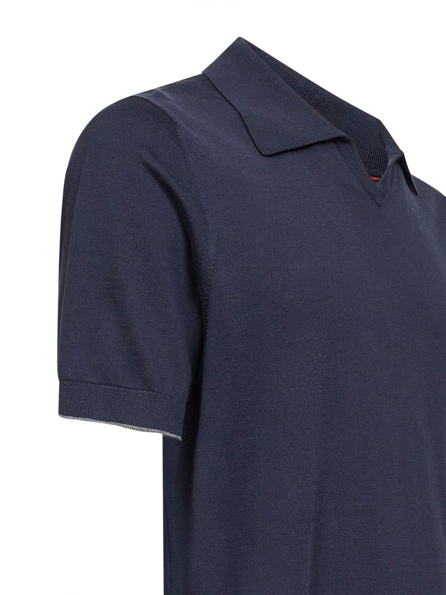 Brunello Cucinelli Men Midnight Blue Cotton Knit Polo Shirt BRUNELLO CUCINELLI