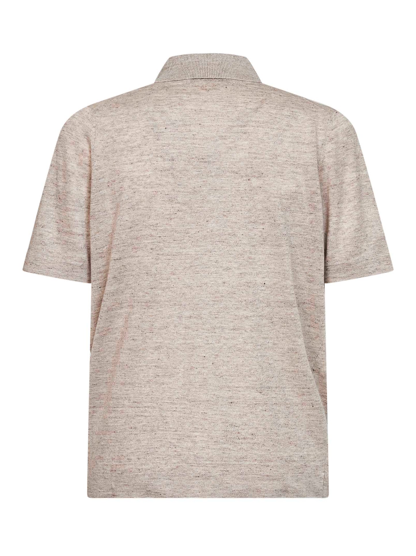 Brunello Cucinelli Men Sand Linen And Cotton Knit Polo Shirt BRUNELLO CUCINELLI