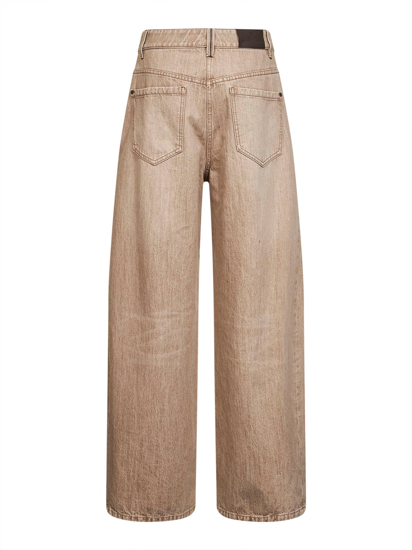 Brunello Cucinelli Women Beige Authentic Denim Wide Jeans With Monili BRUNELLO CUCINELLI