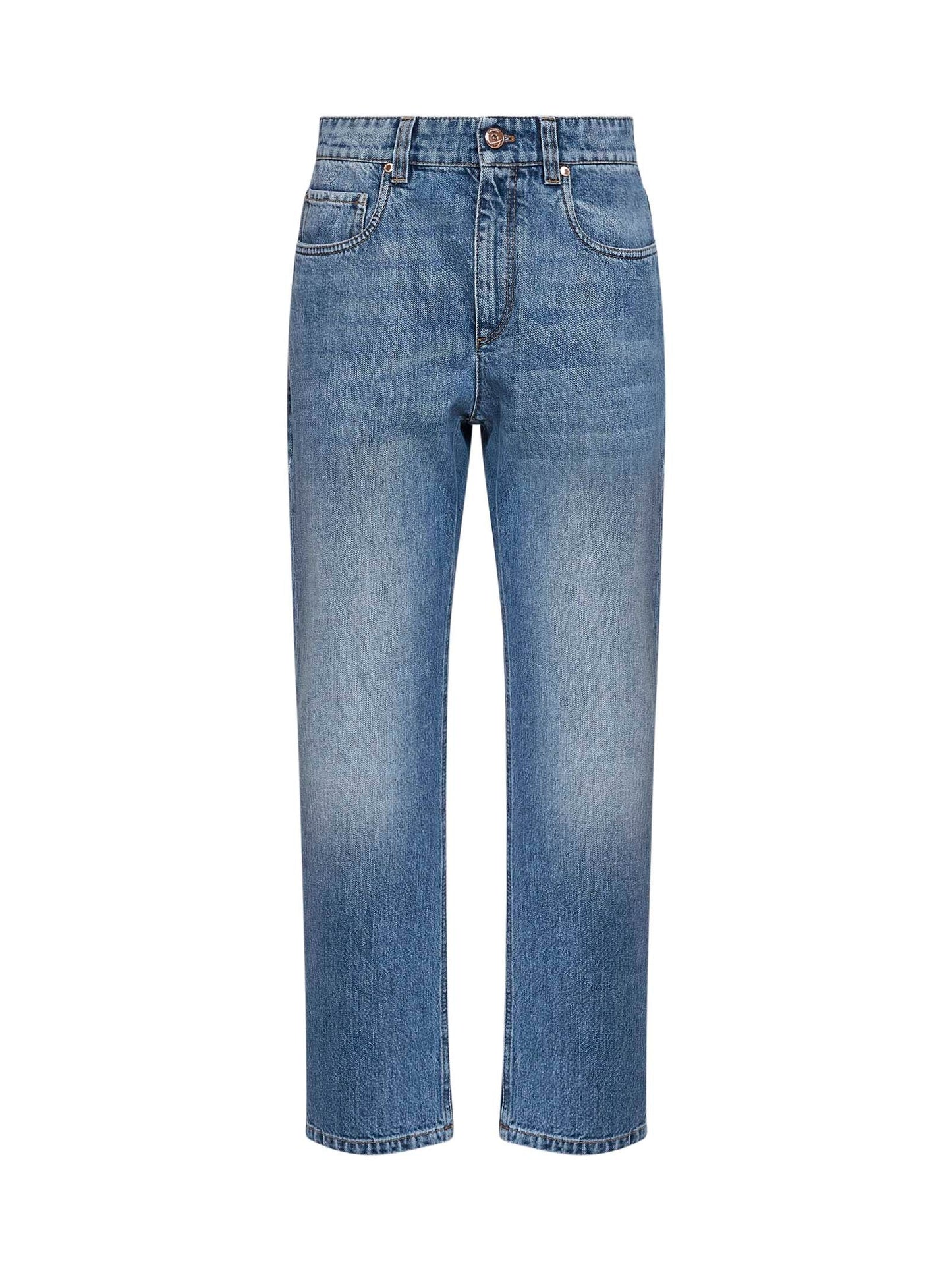 Brunello Cucinelli Women Blue Authentic Denim Retro Jeans With Monili BRUNELLO CUCINELLI