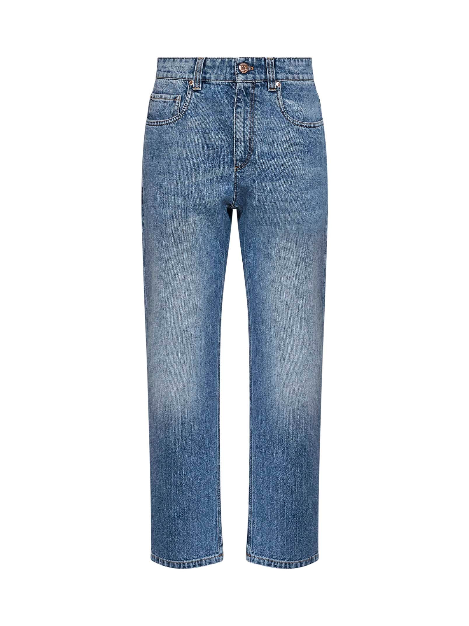 Brunello Cucinelli Women Blue Authentic Denim Retro Jeans With Monili BRUNELLO CUCINELLI