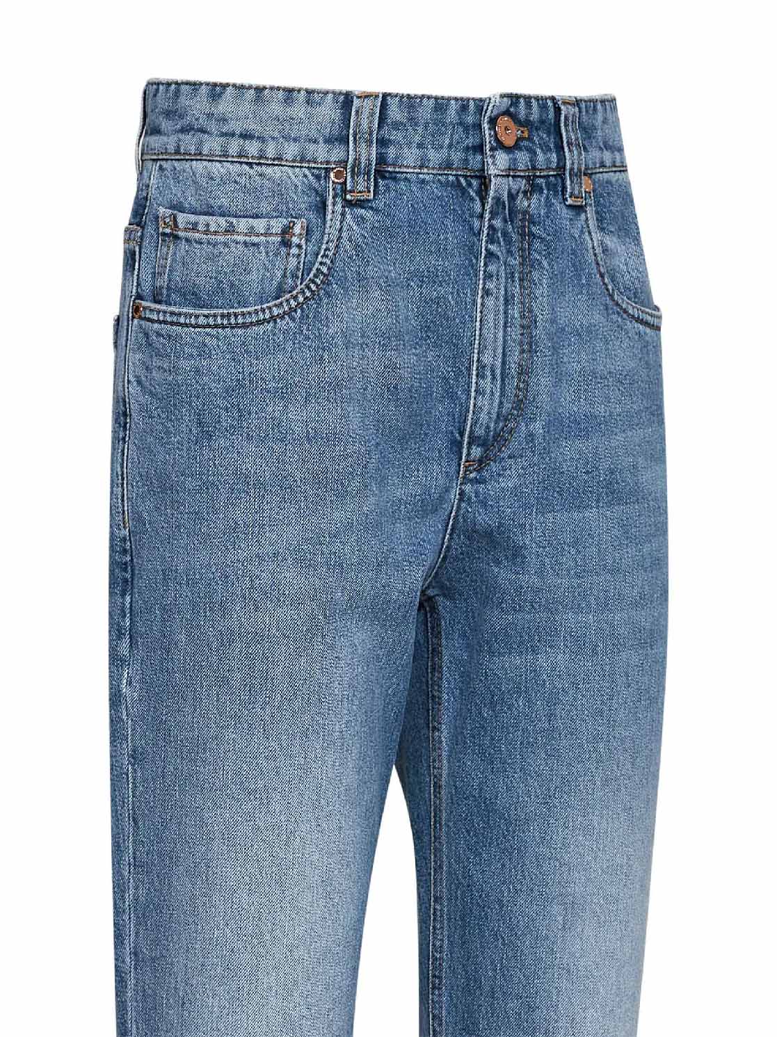 Brunello Cucinelli Women Blue Authentic Denim Retro Jeans With Monili BRUNELLO CUCINELLI