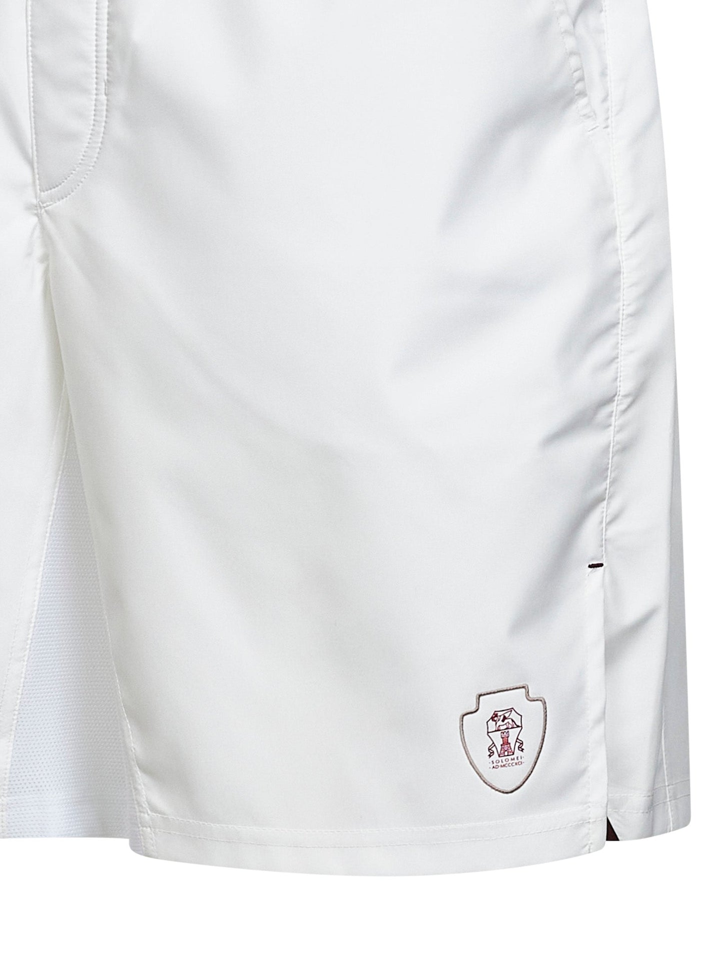 Brunello Cucinelli Men White Nylon Logo Bermuda Shorts BRUNELLO CUCINELLI