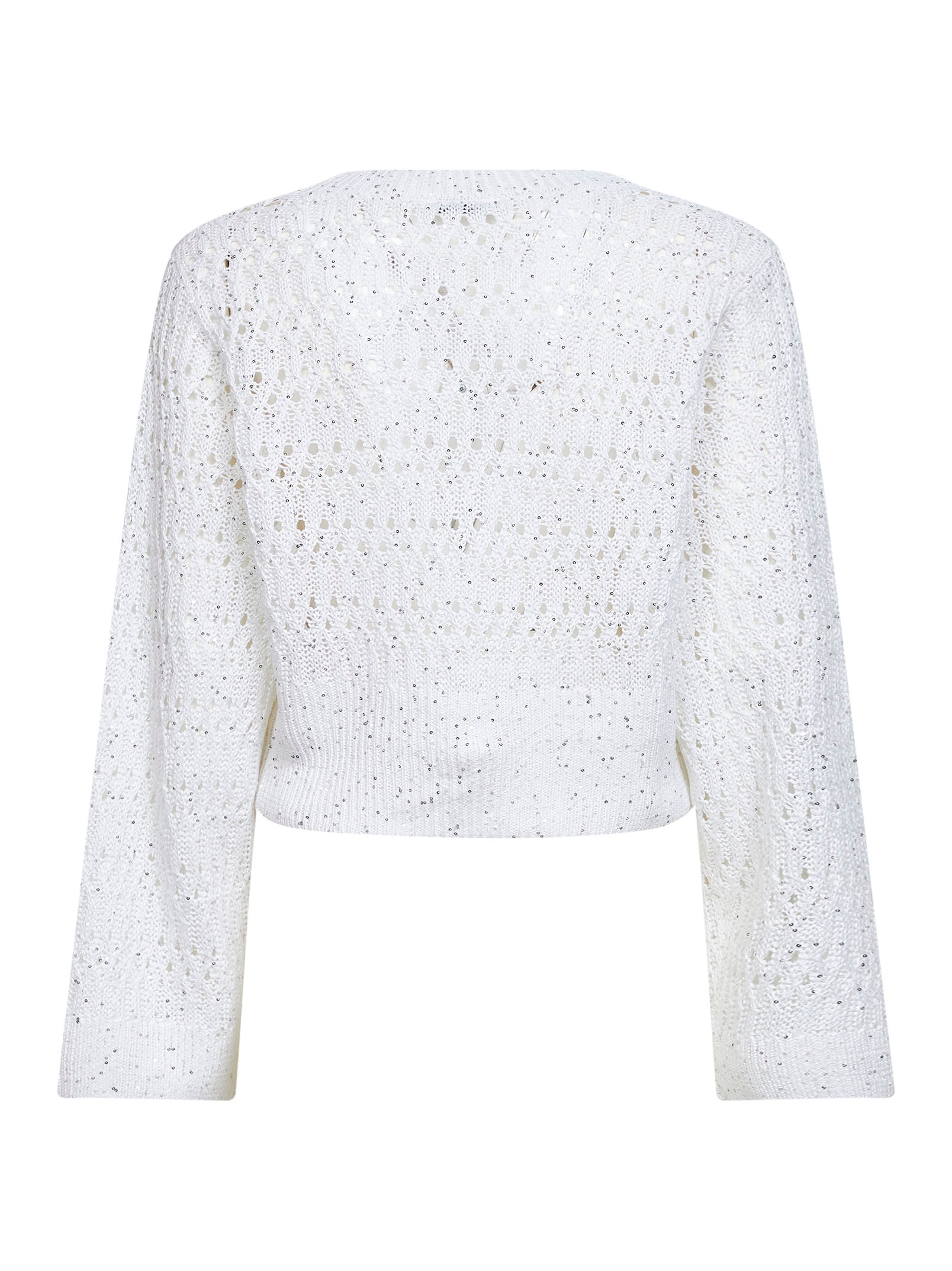 Brunello Cucinelli Women White Linen Dazzling Braids Sweater BRUNELLO CUCINELLI