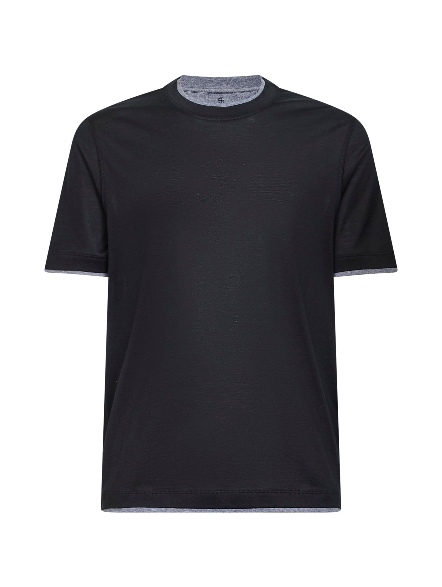 Brunello Cucinelli Men Black Jersey Faux Layering T-Shirt BRUNELLO CUCINELLI