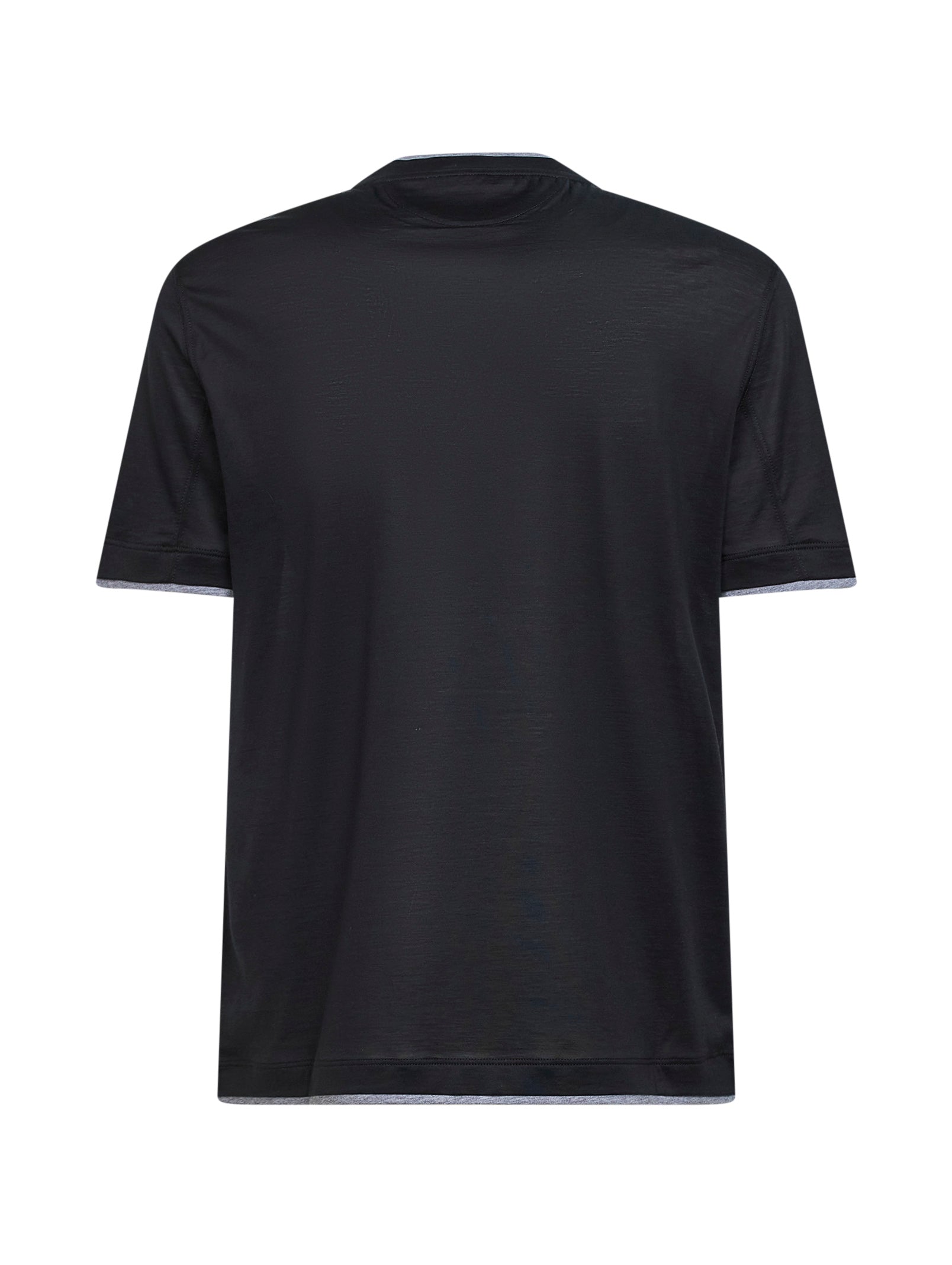 Brunello Cucinelli Men Black Jersey Faux Layering T-Shirt BRUNELLO CUCINELLI