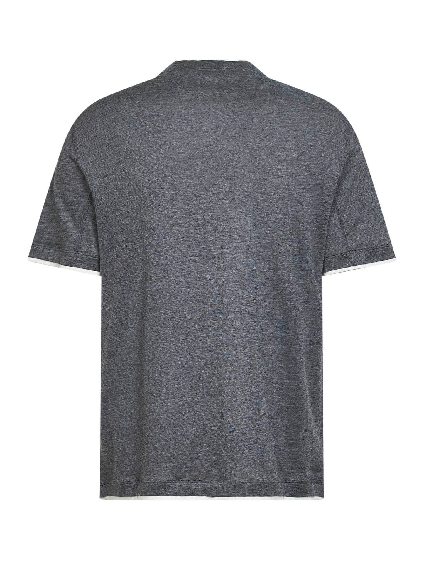 Brunello Cucinelli Men Dark Grey Jersey Faux Layering T-Shirt BRUNELLO CUCINELLI