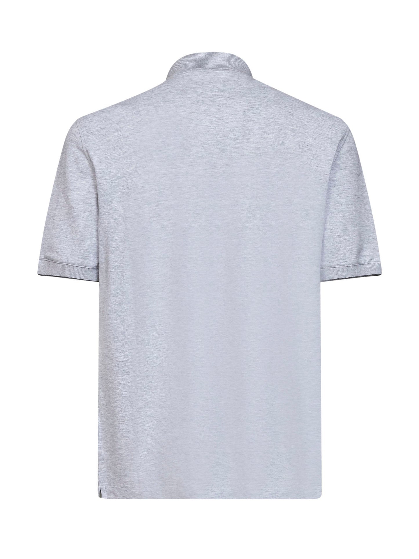 Brunello Cucinelli Men Grey Cotton Pique Logo Polo Shirt BRUNELLO CUCINELLI