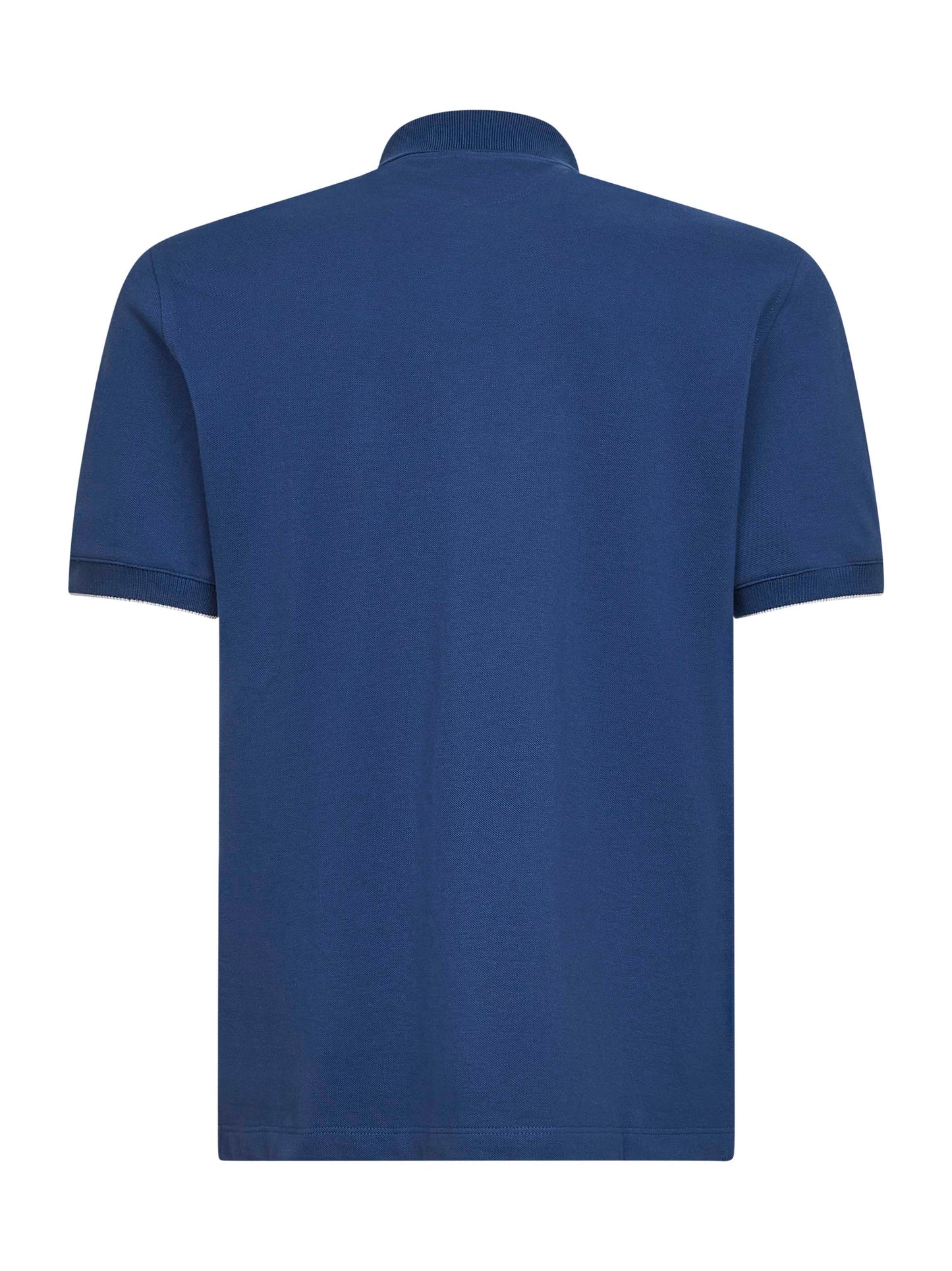 Brunello Cucinelli Men Avio Blue Cotton Pique Logo Polo Shirt BRUNELLO CUCINELLI