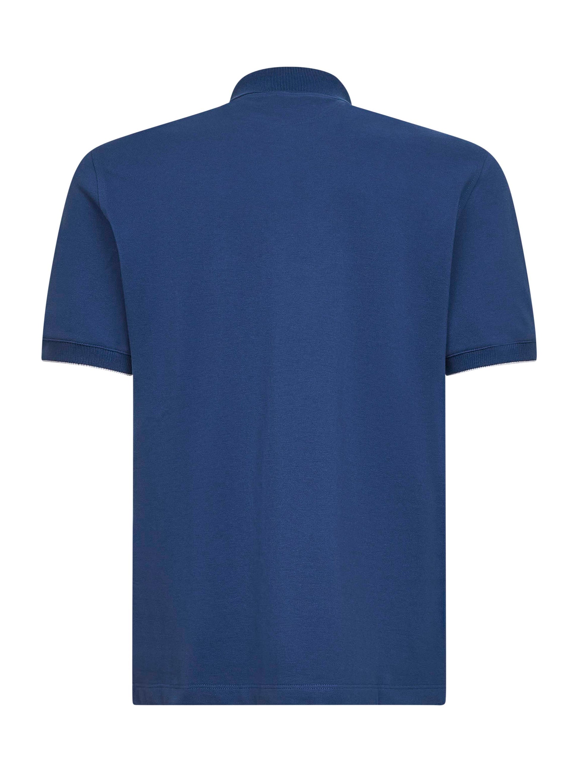 Brunello Cucinelli Men Avio Blue Cotton Pique Logo Polo Shirt BRUNELLO CUCINELLI