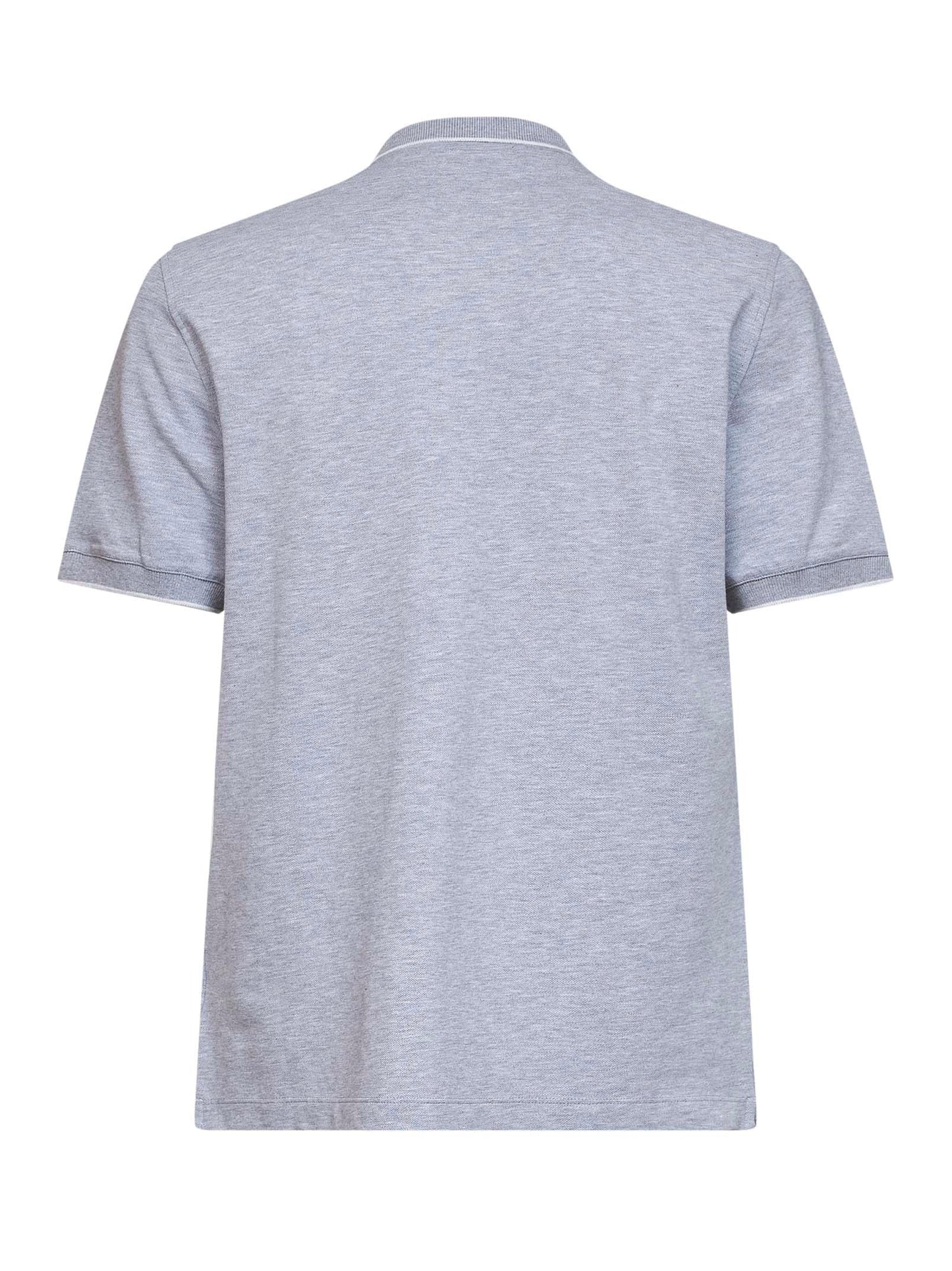 Brunello Cucinelli Men Grey Cotton Piquet Logo Polo Shirt BRUNELLO CUCINELLI