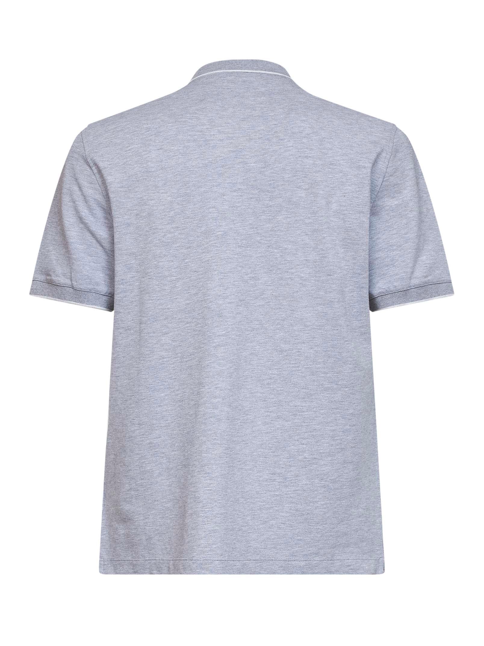 Brunello Cucinelli Men Grey Cotton Piquet Logo Polo Shirt BRUNELLO CUCINELLI