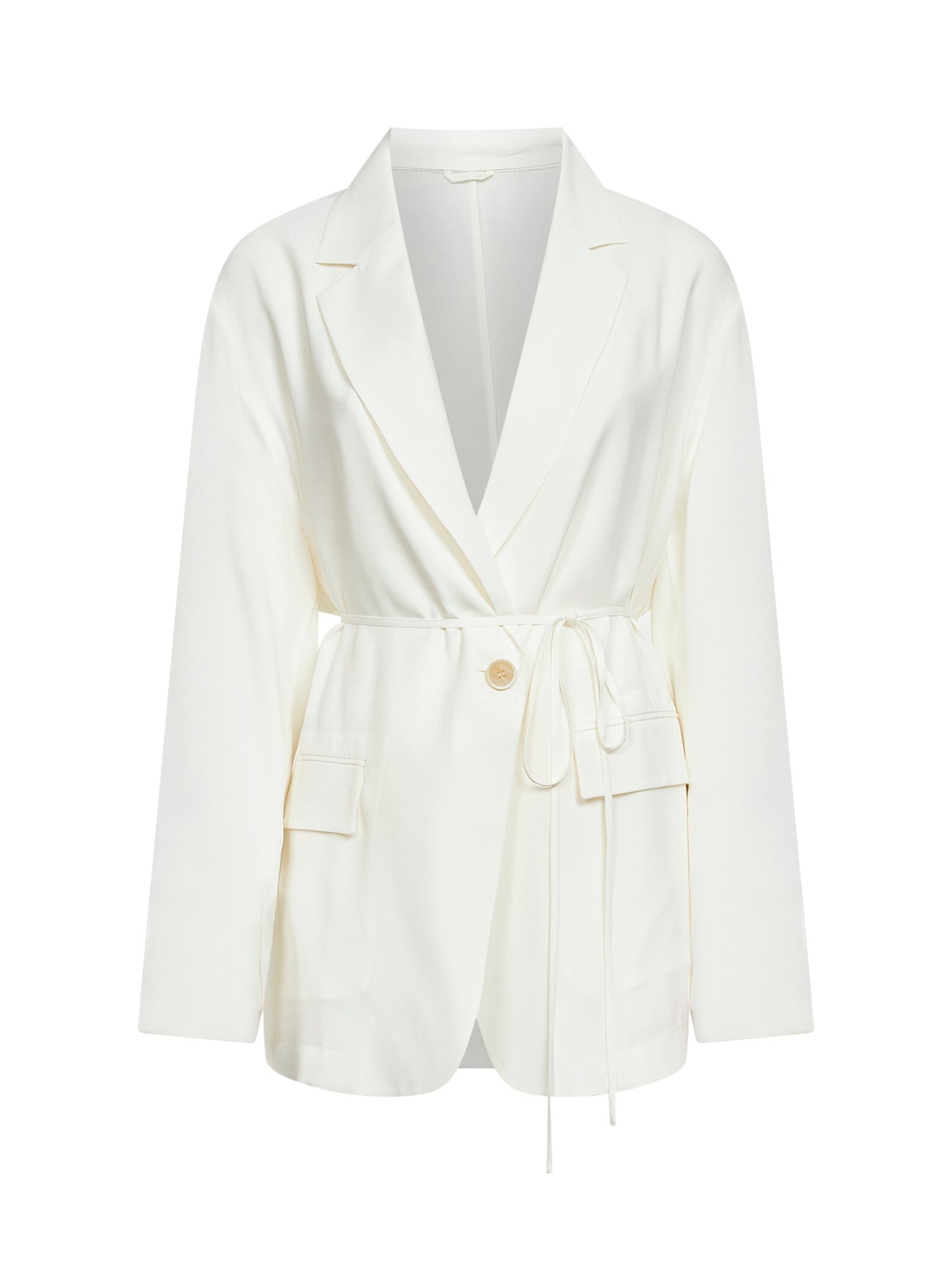 Brunello Cucinelli Women White Silk Sablé Crêpe Blazer With Monili BRUNELLO CUCINELLI