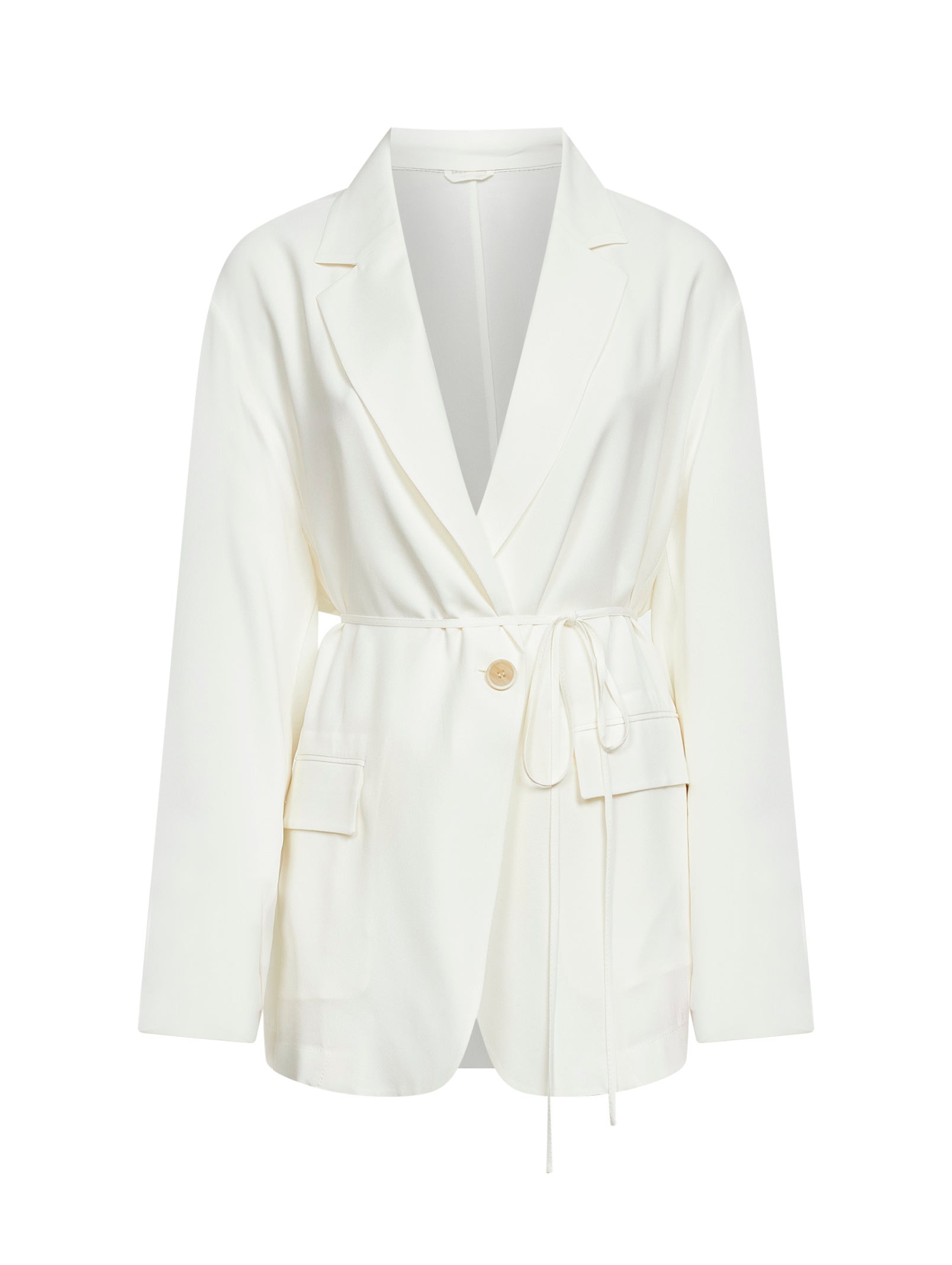 Brunello Cucinelli Women White Silk Sablé Crêpe Blazer With Monili BRUNELLO CUCINELLI