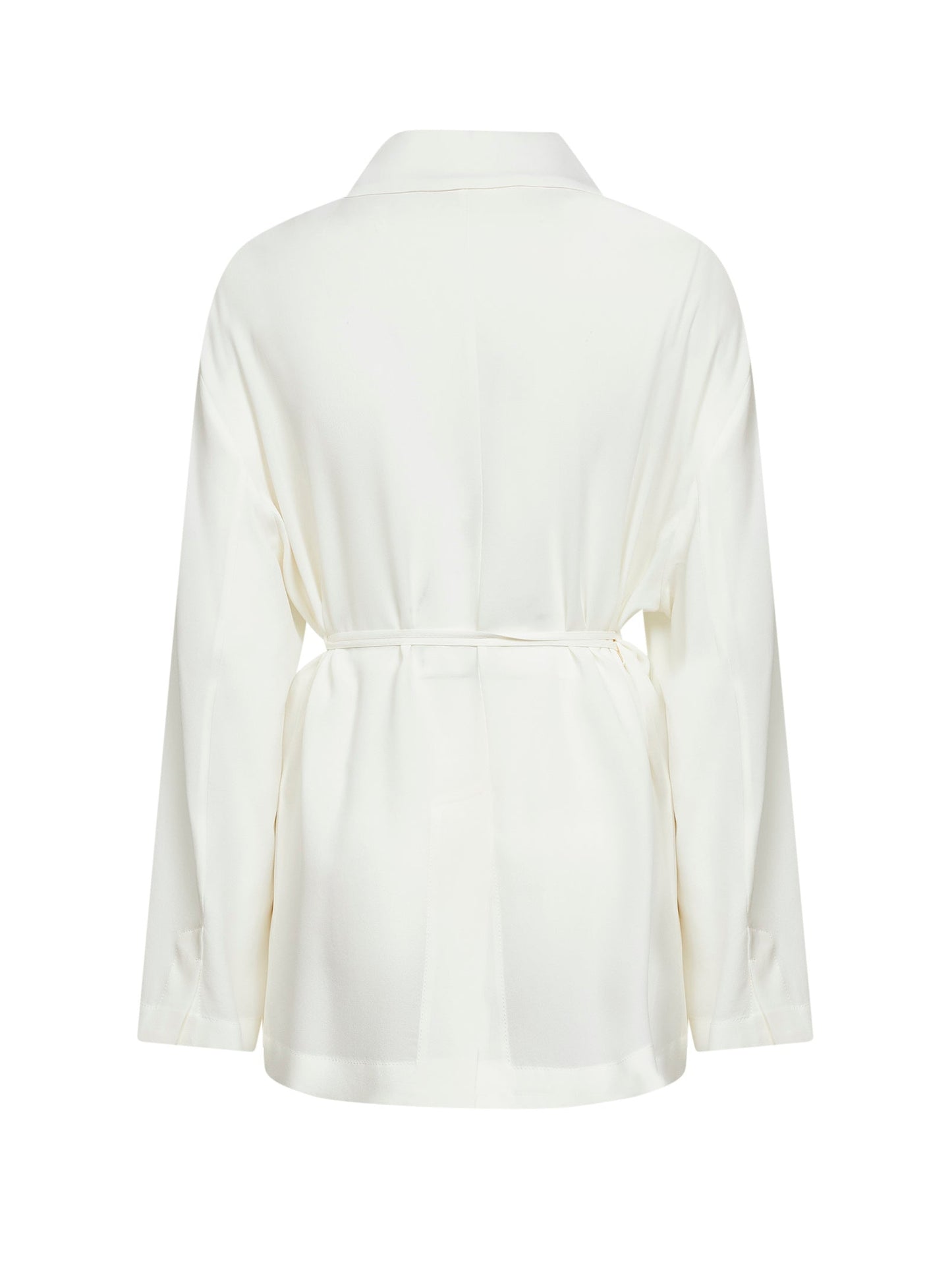 Brunello Cucinelli Women White Silk Sablé Crêpe Blazer With Monili BRUNELLO CUCINELLI