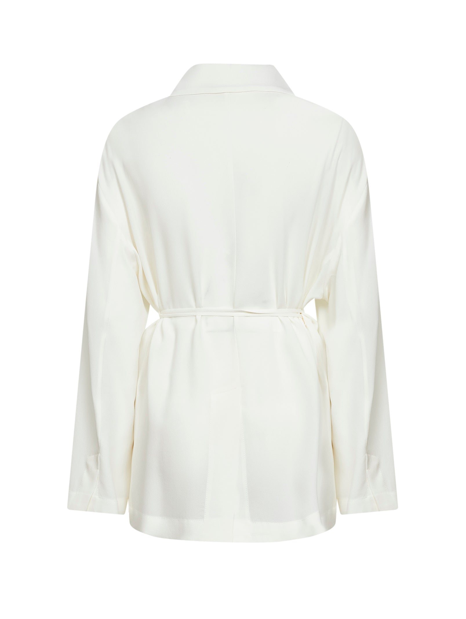 Brunello Cucinelli Women White Silk Sablé Crêpe Blazer With Monili BRUNELLO CUCINELLI
