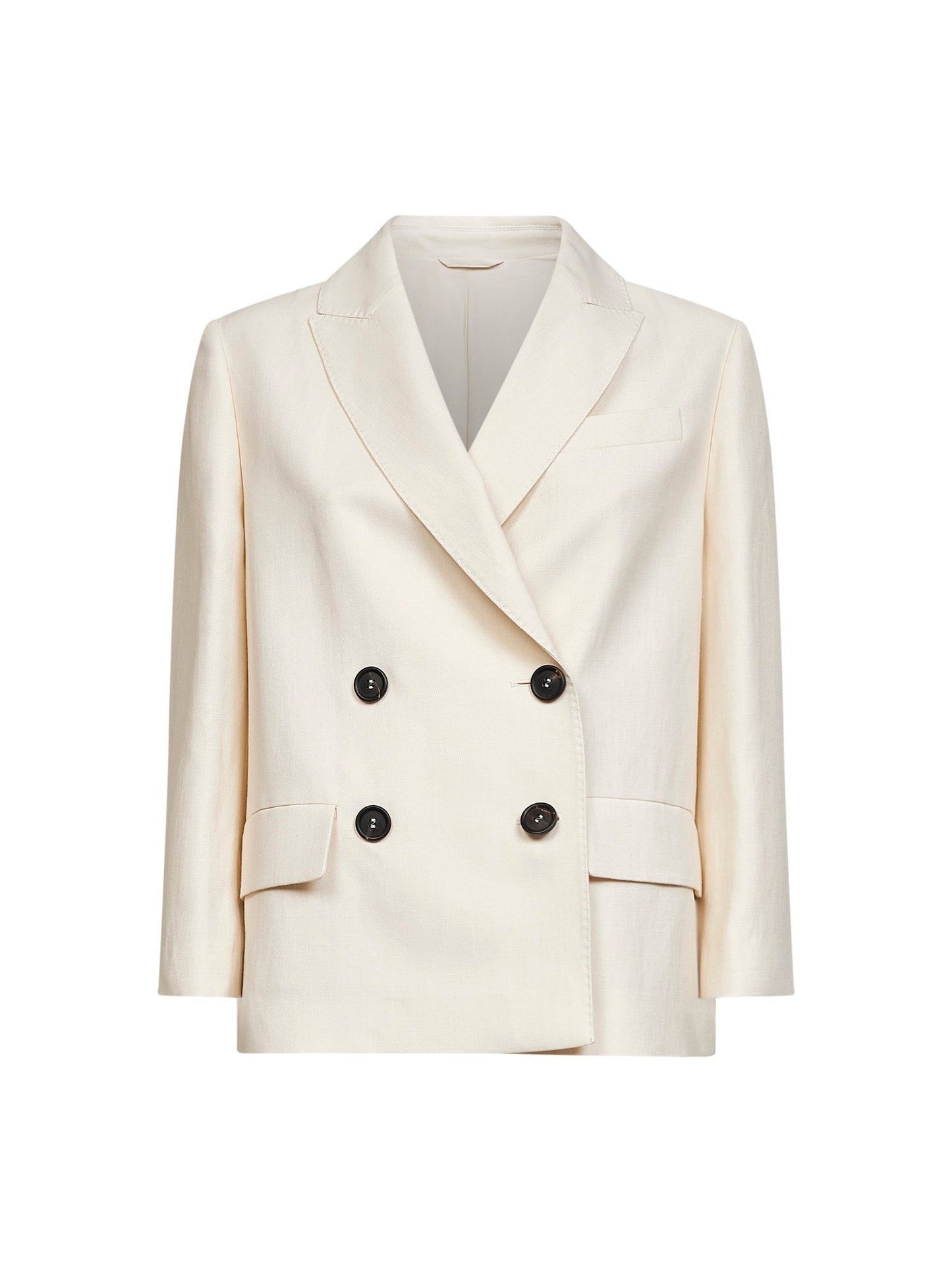 Brunello Cucinelli Women Ivory Fluid Twill Jacket With Monili BRUNELLO CUCINELLI