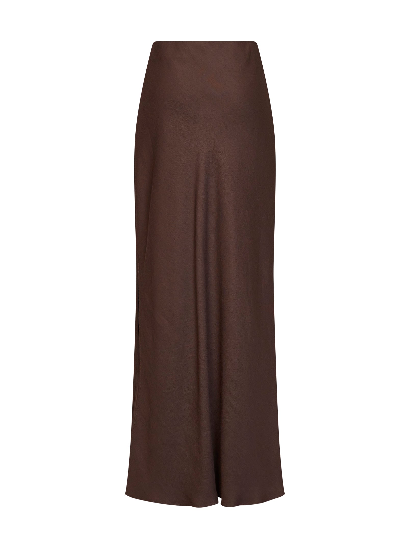 Brunello Cucinelli Women Cocoa Viscose And Linen Twill Fluid Bias-Cut Long Skirt BRUNELLO CUCINELLI