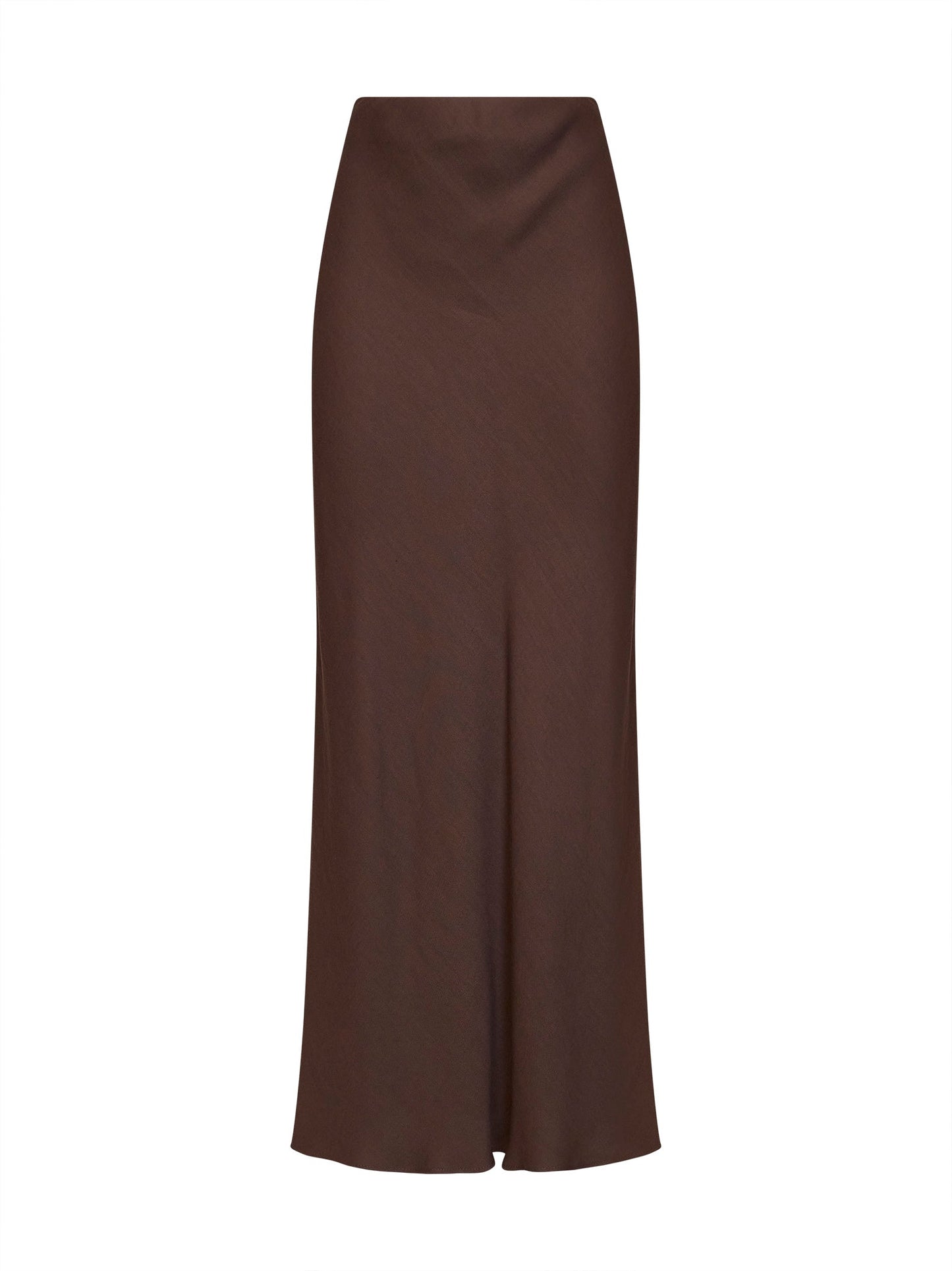 Brunello Cucinelli Women Cocoa Viscose And Linen Twill Fluid Bias-Cut Long Skirt BRUNELLO CUCINELLI