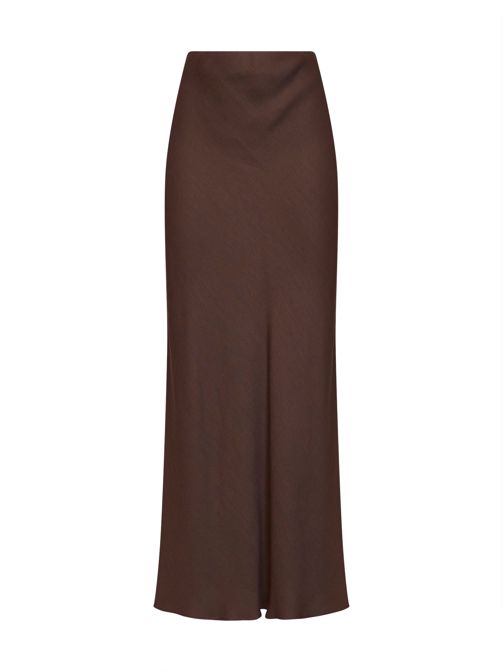 Brunello Cucinelli Women Cocoa Viscose And Linen Twill Fluid Bias-Cut Long Skirt BRUNELLO CUCINELLI