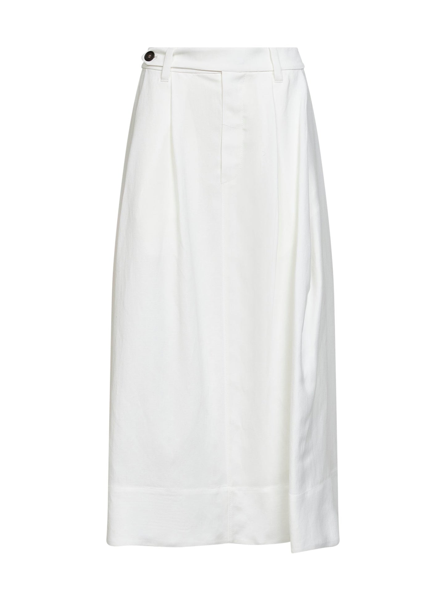 Brunello Cucinelli Women White Fluid Twill Sartorial Skirt With Monili BRUNELLO CUCINELLI