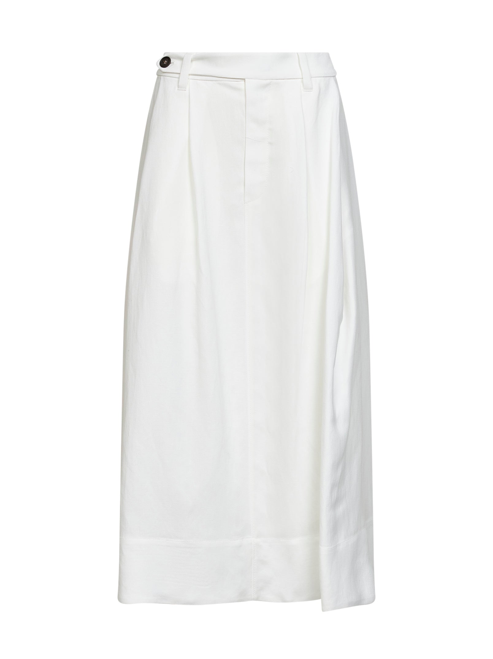 Brunello Cucinelli Women White Fluid Twill Sartorial Skirt With Monili BRUNELLO CUCINELLI