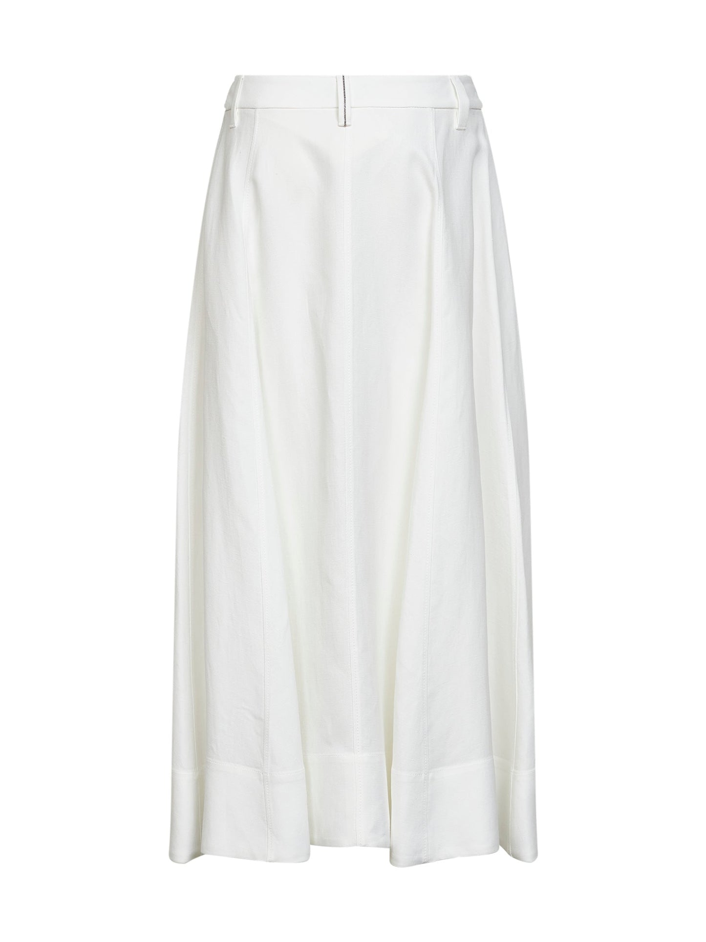 Brunello Cucinelli Women White Fluid Twill Sartorial Skirt With Monili BRUNELLO CUCINELLI