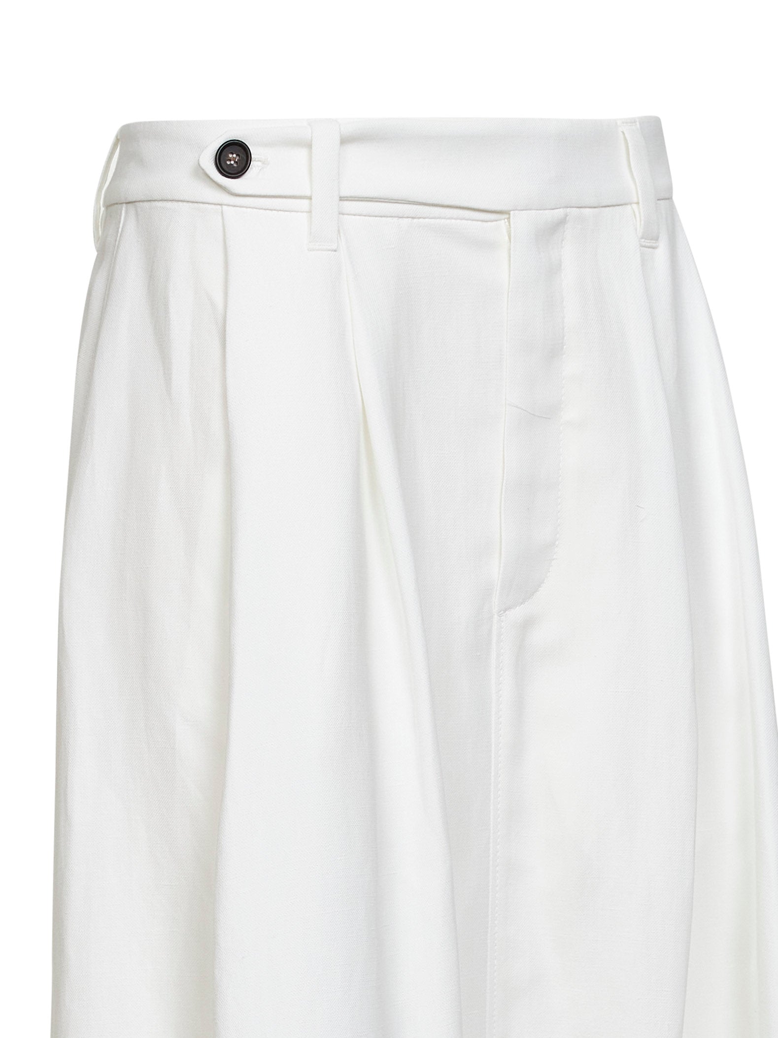 Brunello Cucinelli Women White Fluid Twill Sartorial Skirt With Monili BRUNELLO CUCINELLI