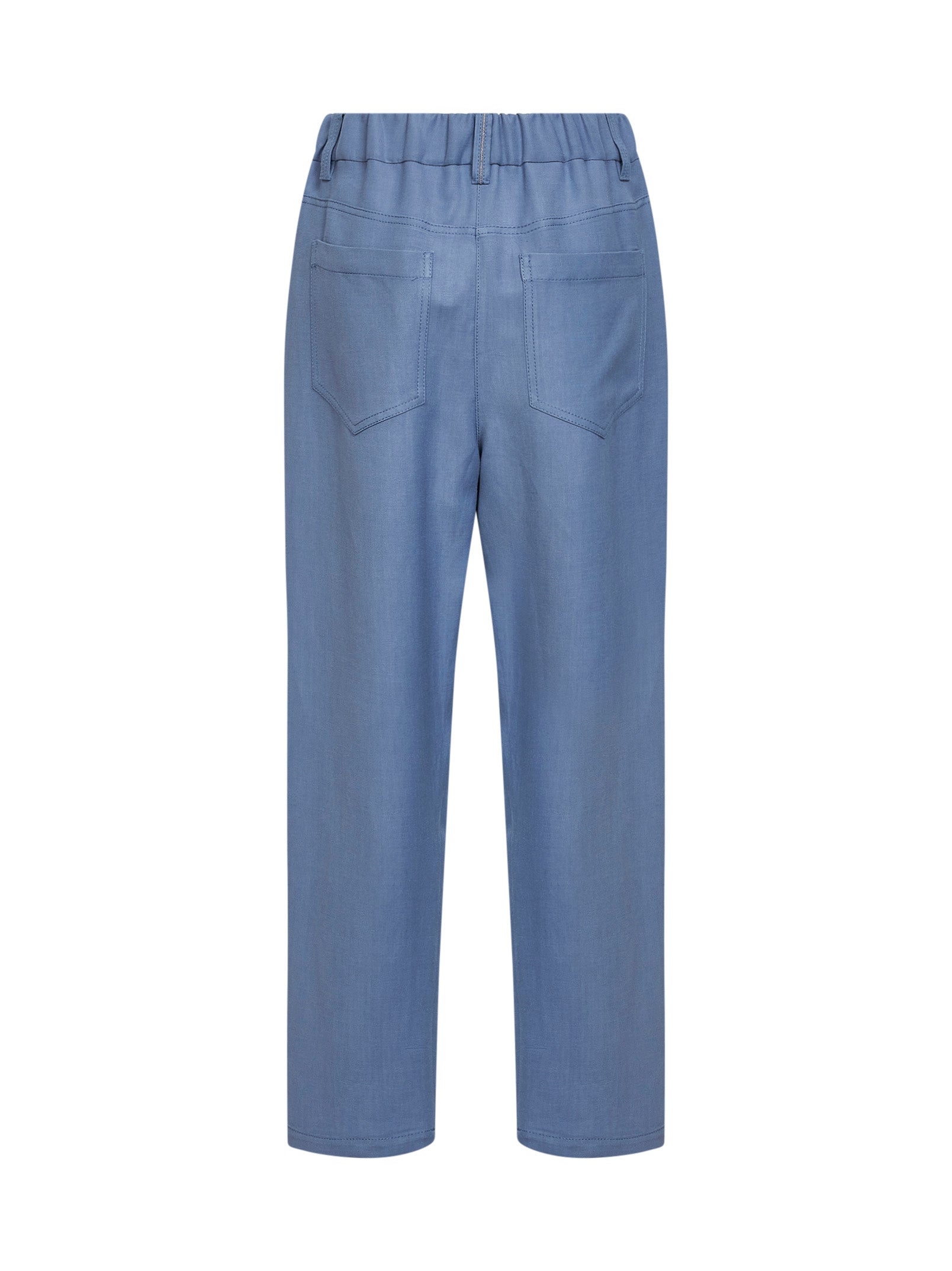 Brunello Cucinelli Women Light Blue Fluid Twill Baggy Trousers With Monili BRUNELLO CUCINELLI