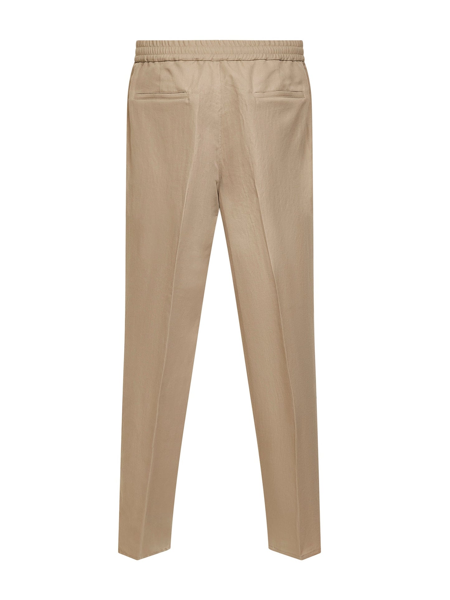 Brunello Cucinelli Men Taupe Linen And Cotton Drill Leisure Fit Trousers BRUNELLO CUCINELLI