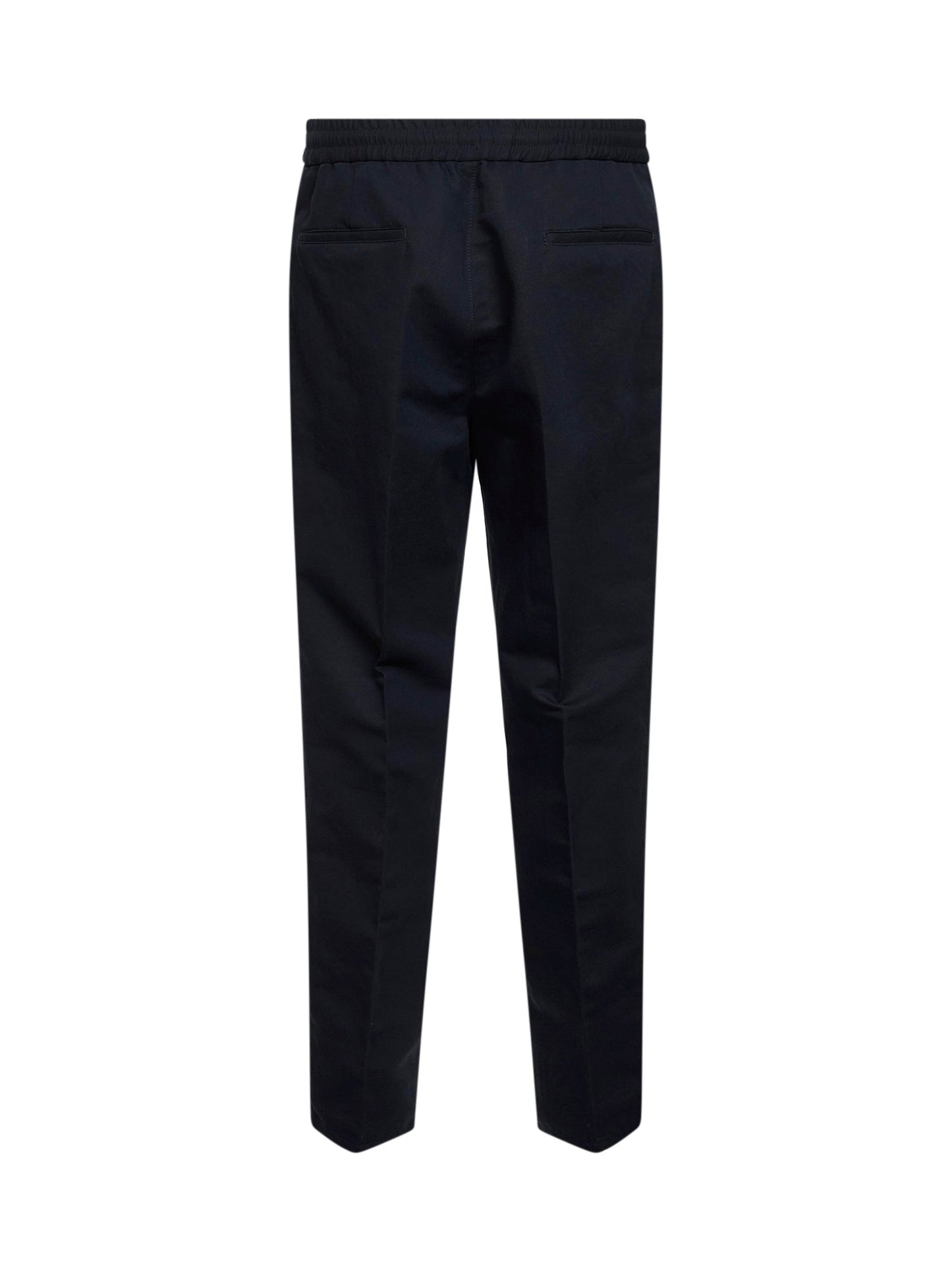 Brunello Cucinelli Men Navy Blue Linen And Cotton Drill Leisure Fit Trousers BRUNELLO CUCINELLI