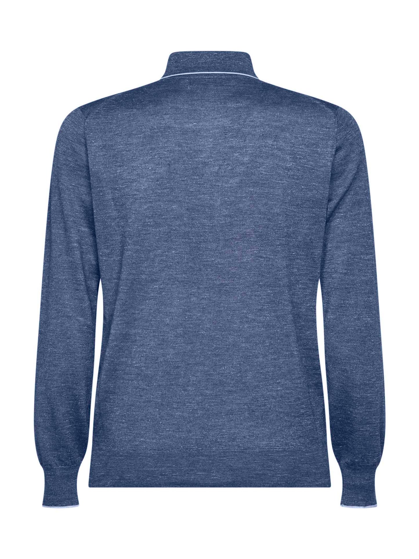 Brunello Cucinelli Men Blue Cashmere And Silk And Hemp Knit Polo Shirt BRUNELLO CUCINELLI