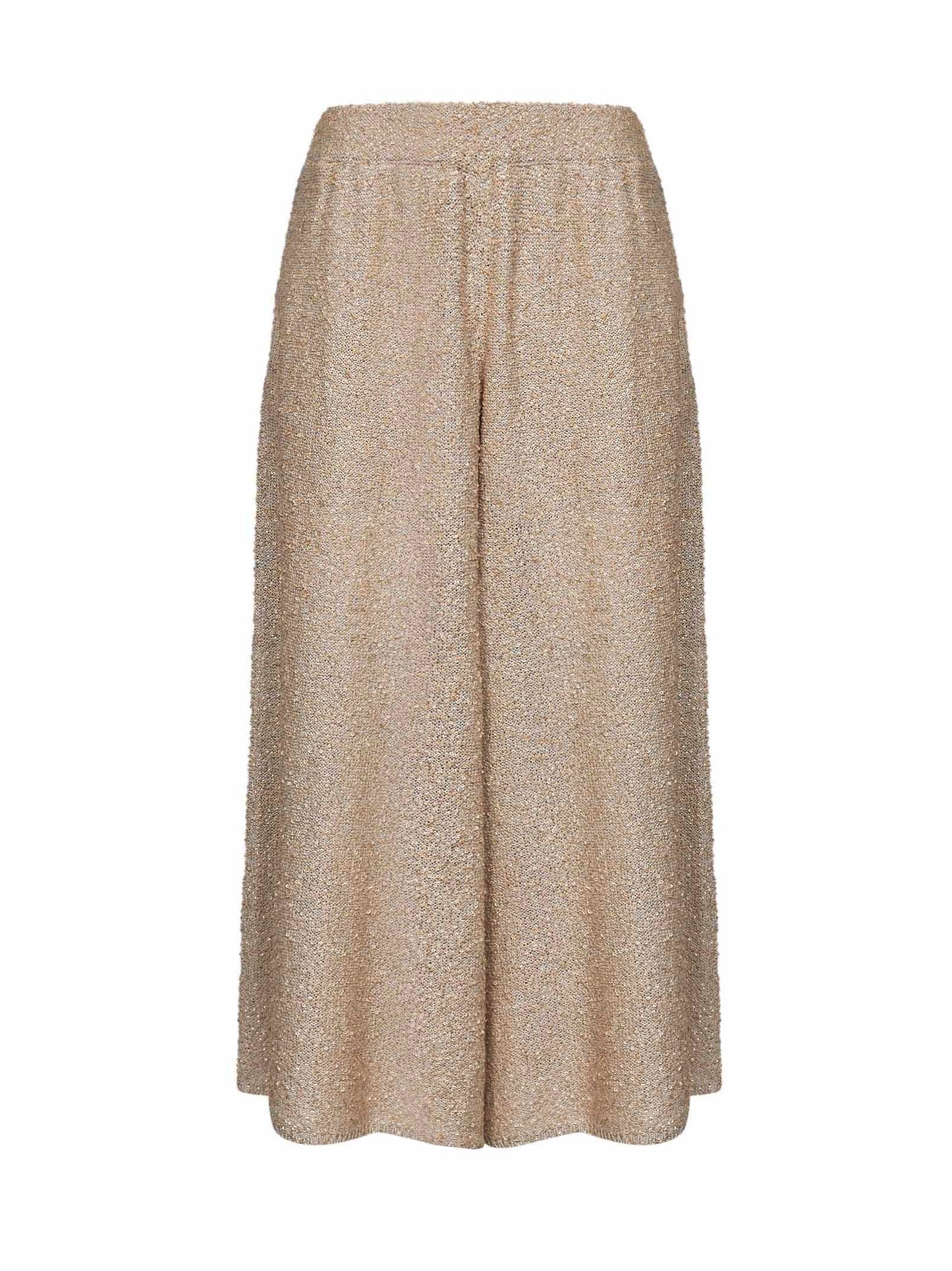 Brunello Cucinelli Women Gold Sequin Knit Dazzling Texture Culotte Trousers BRUNELLO CUCINELLI