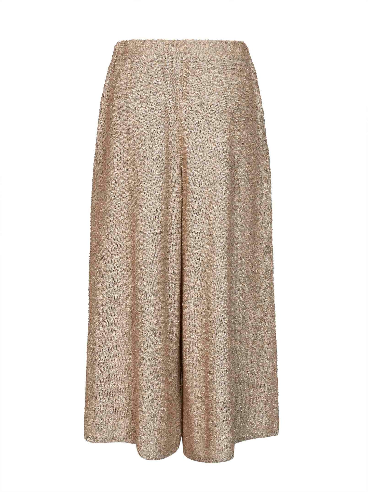 Brunello Cucinelli Women Gold Sequin Knit Dazzling Texture Culotte Trousers BRUNELLO CUCINELLI